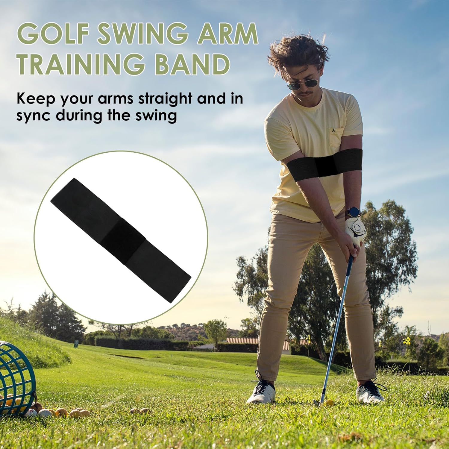 Golf Swing Trainer Arm Band - Correct Posture & Alignment Aid for Beginners to Pros, Muscle Memory Development Tool, Unisex Black Design, Fits Right/Left Handed Golfers image number 3