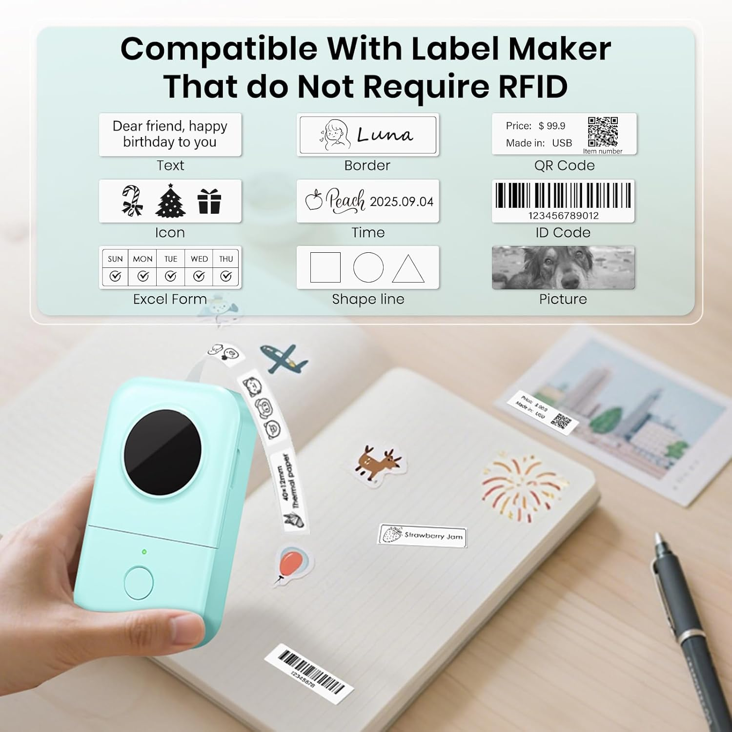 3 Rolls Thermal Label Maker Tape 12 X 40 Mm White Self-Adhesive Stickers Paper Vinyl Decals Waterproof Name Tag for Home Office School 480 PCS image number 1