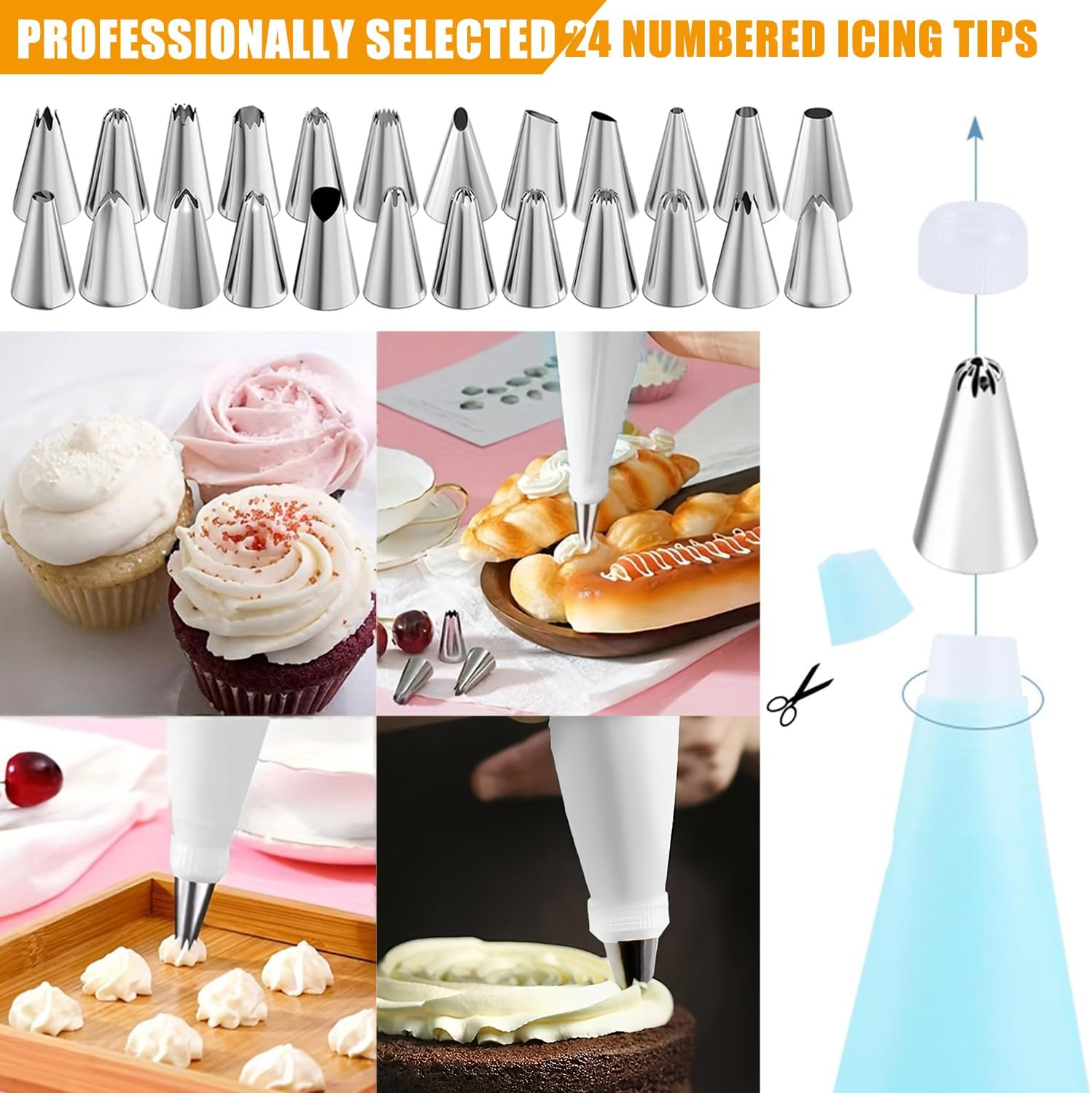 150PCS Cake Pan Set for Baking, Cake Decorating Supplies, 3 Non-Stick Springform Cake Pan, 24 Icing Tips, Cake Leveler, 2 Spatula, 3 Scrappers & More, Cake Decorating Kit Baking Supplies Tools image number 1