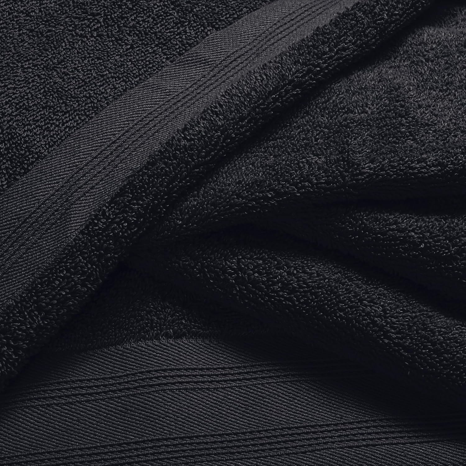 MALLONI Home Ultra Soft 6 Pack Cotton Towel Set, Contains 2 Bath Towels 28X55 Inch, 2 Hand Towels 16X24 Inch & 2 Wash Coths 12X12 Inch, Ideal Everyday Use, Compact & Lightweight - Black