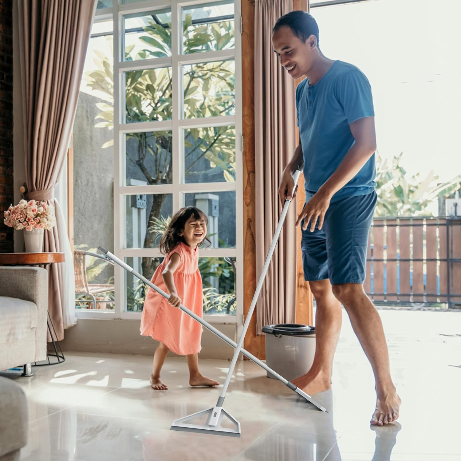 Magic Broom,Magic Scrub Broom, Broom Squeegee, Multifunction Magic Broom with Extension Iron Pipe Spraying Poles More Durable Water and Dust Remover Flex Silicone Broom Quick Drying image number 3