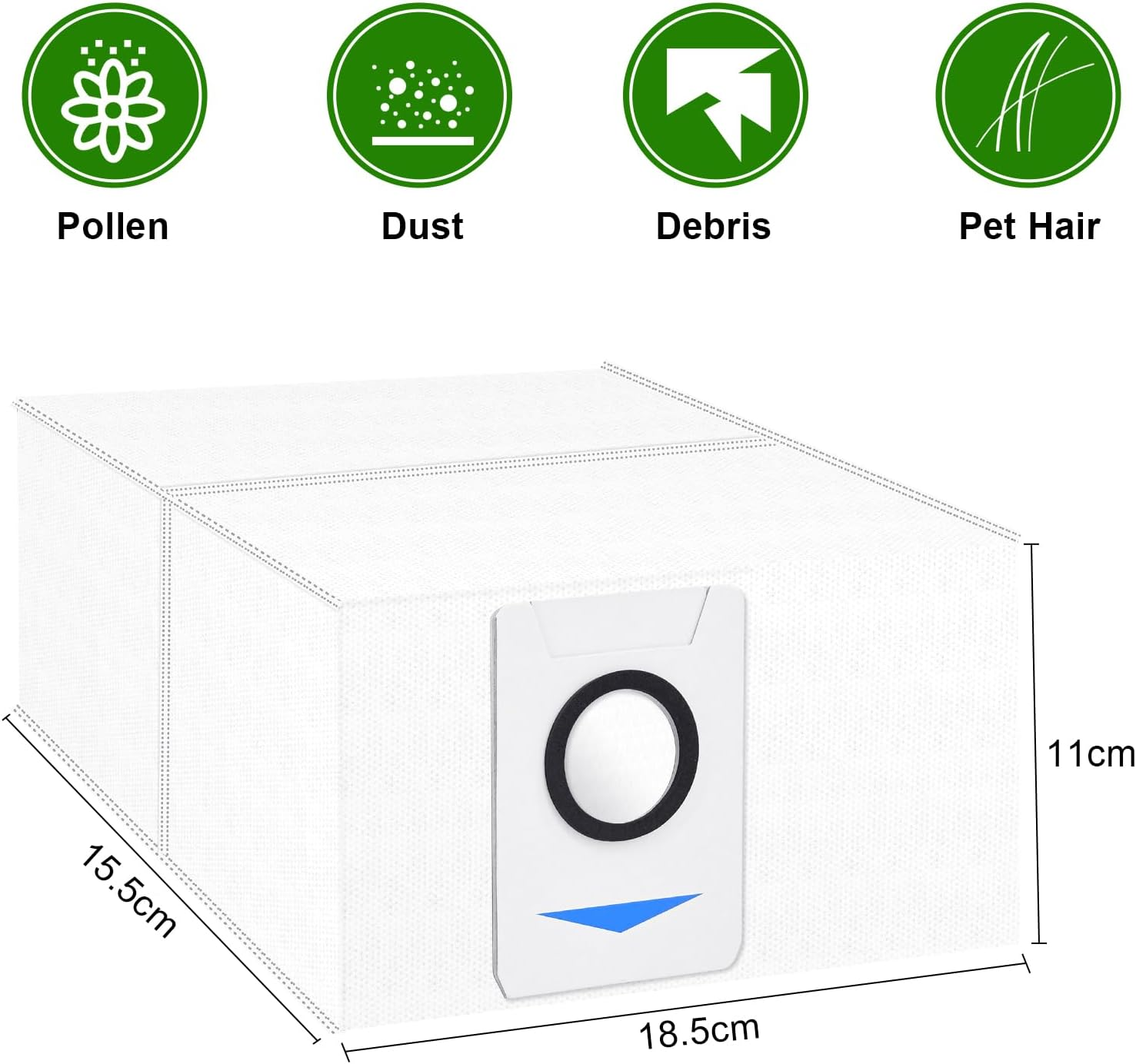 YBVABE 4Pack Vacuum Cleaner Bags for Ecovacs Deebot X1 Omni, X1 Plus, T10 Omni, T10 Plus, T20 Omni, X & T Series Replacement Dust Bags Large 3.3L Capacity image number 4