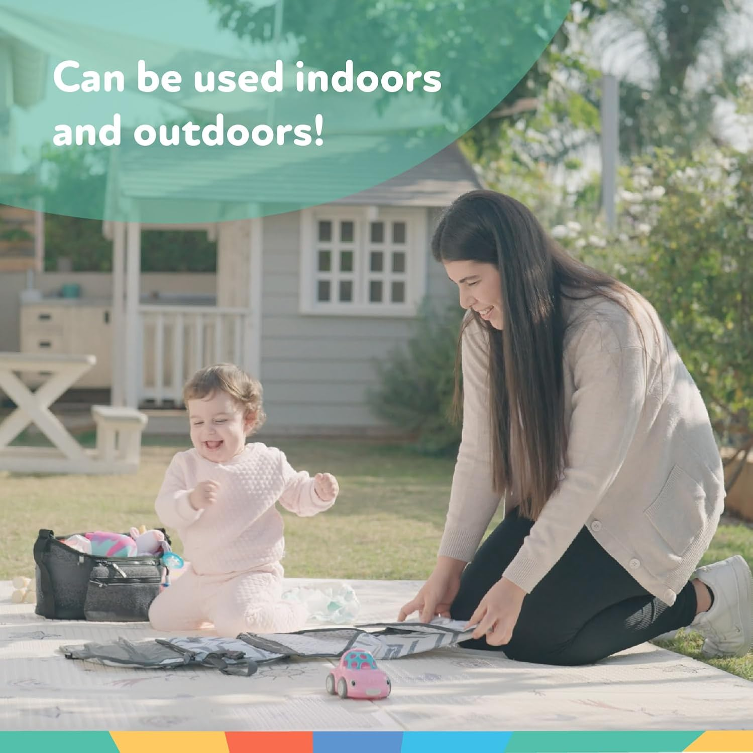 Nuby Reversible Soft Floor Mat, Foldable and Lightweight for Easy Storage and Travel, Rainbow image number 1