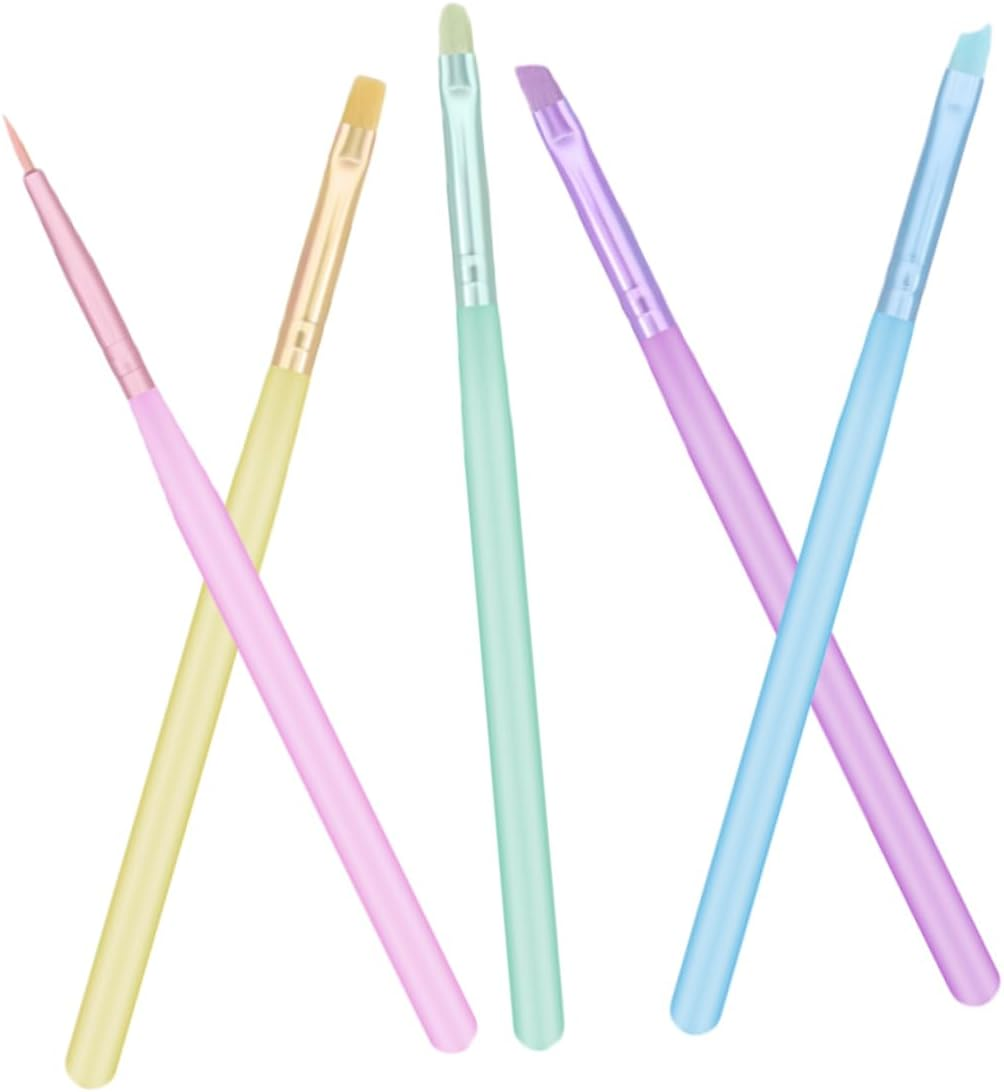 MOTHNUR 5Pcs Nail Art Brush Set Compact Nail Painting Tools for Designs and Lightweight for Creative Manicure For image number 3