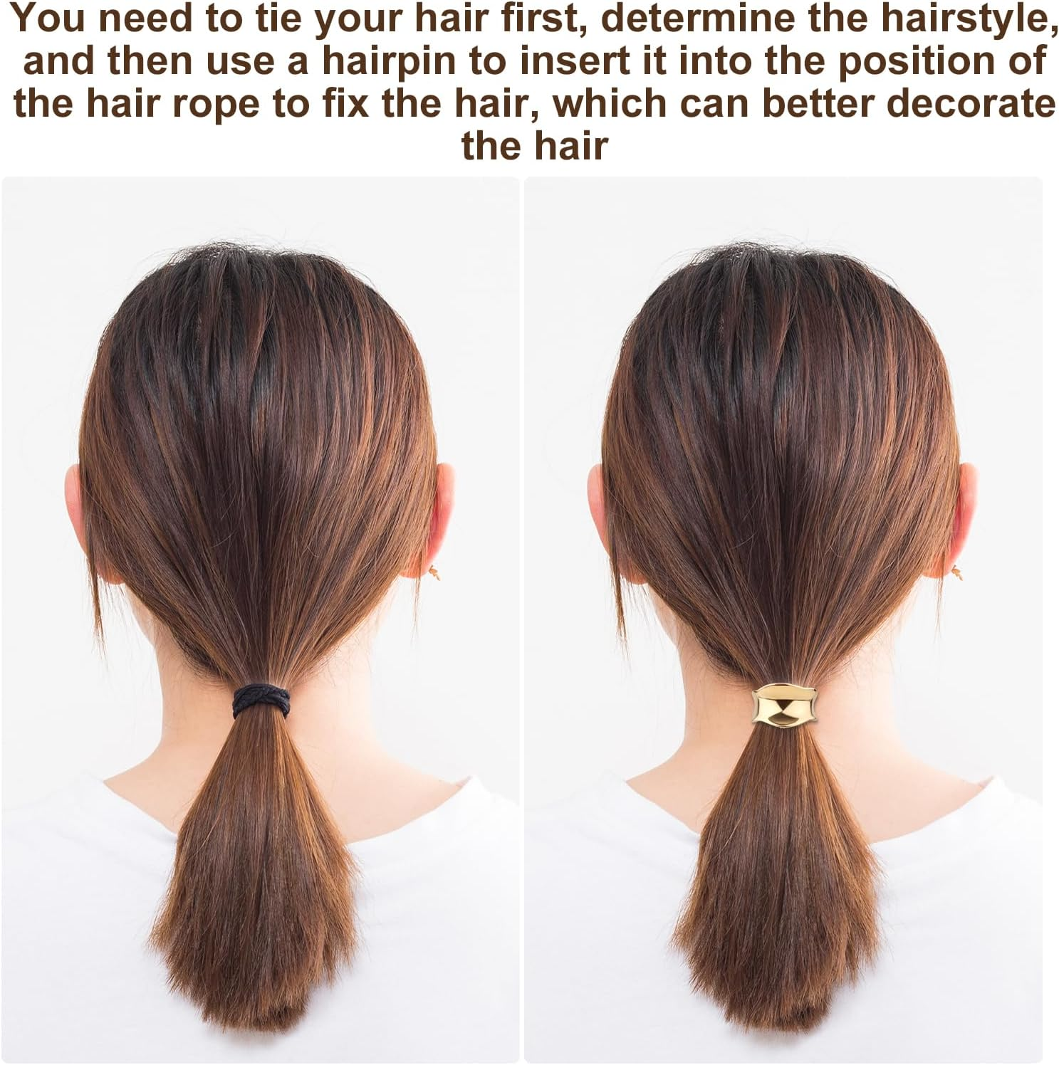 3Pcs Hair Clips Ponytail Clips Gold Alloy Fashion Hair Cuffs Tail Cover Cuff French Hair Clips Cuffs for Ponytail Accessories for Women and Girls image number 5