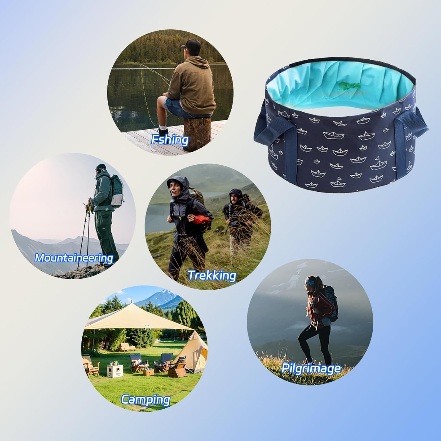 Foot Bath Basin,13.8 Diameter, 7.5 Inches High Portable Travel Collapsible Foot Basin Folding Foot Bath Tub Soaking Feet Bucket for Camping Washing image number 3