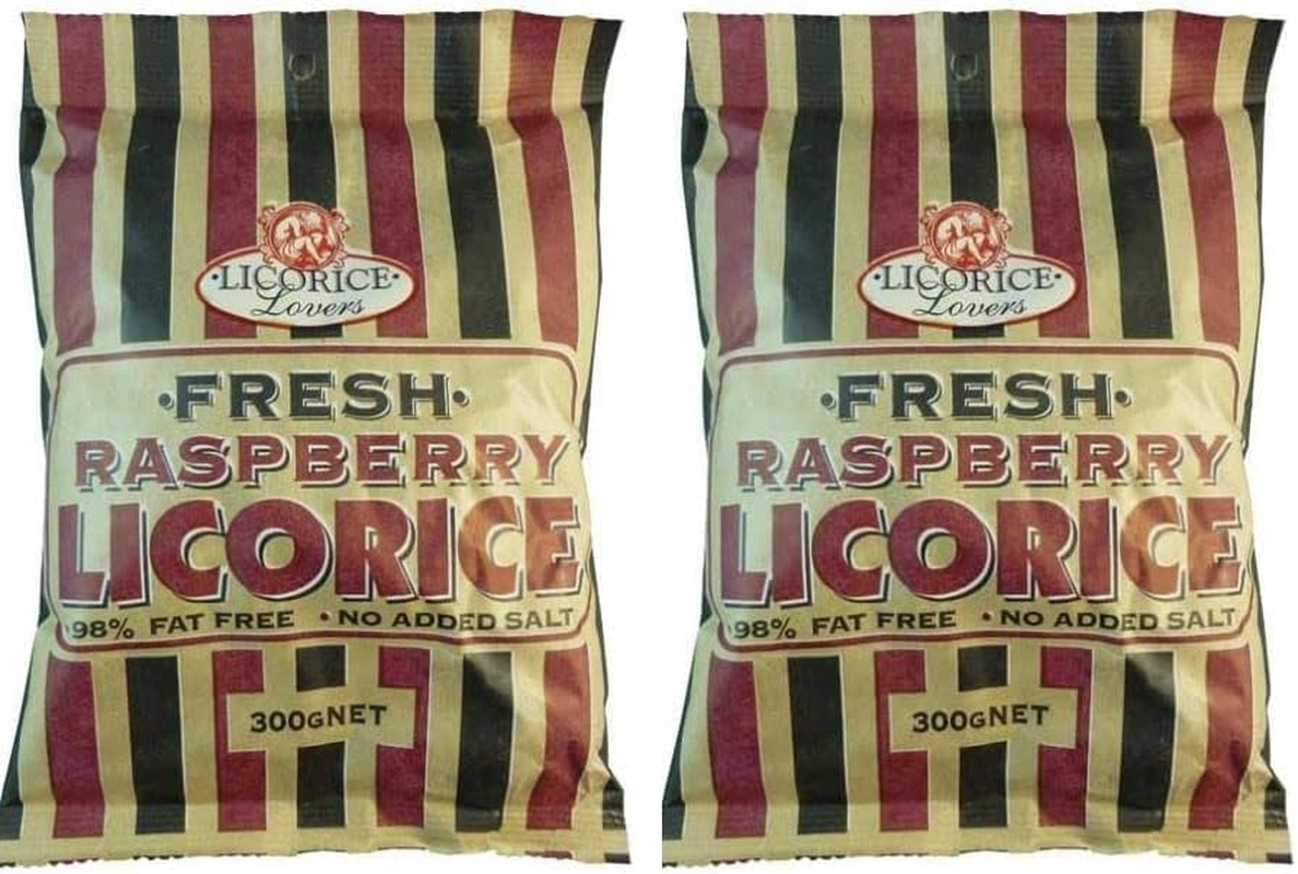Licorice Lovers Fresh Raspberry Licorice 300 G (Pack of 2)