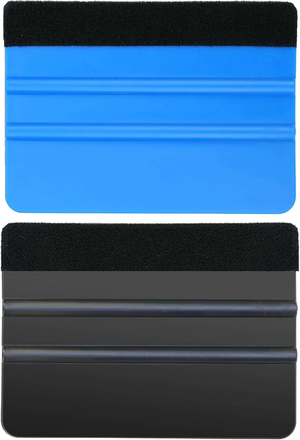 2-Pack Felt Edge Squeegee Tool for Car Vinyl Wrap, Window Tint, & Peel-And-Stick Wallpaper &ndash; Professional Bubble Remover with Scratch-Resistant ABS Plastic, Includes Two Replacement Felt Pads (Black)