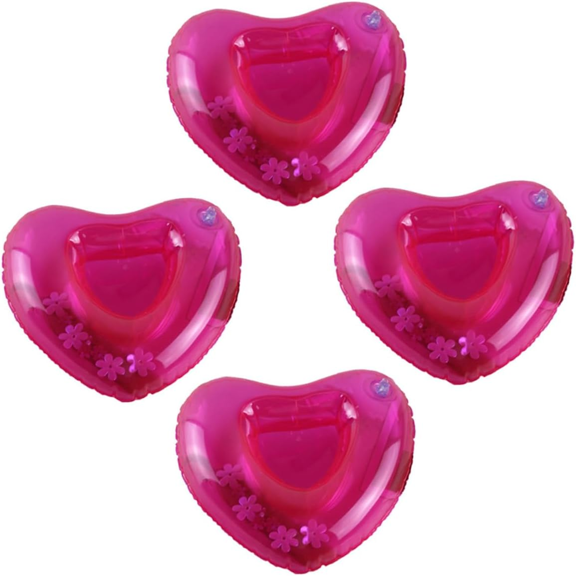 Hohopeti 8Pcs Rosy Inflatable Heart Shape Drink Pads Drink Cup Holder Beach Floating Drink Holder for Summer Party Favors Outdoor Serve image number 4