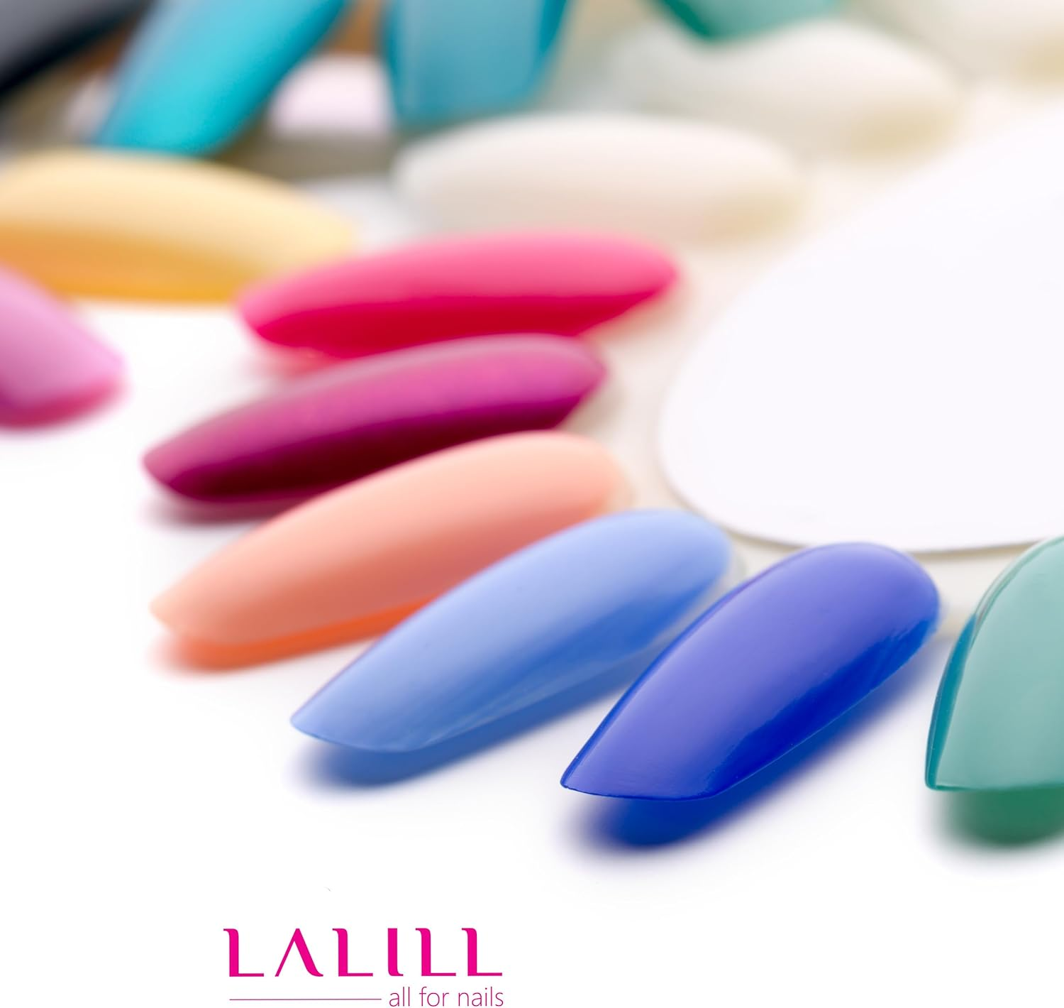 LALILL Presentation Display for Nail 10 Pieces - Nail Display Sun-Shaped - Sticks, Display Fan Practice Starter Colour Ring - Nail Palette round Oval for Illustrating Nail Polish (Clear) - Milky image number 7