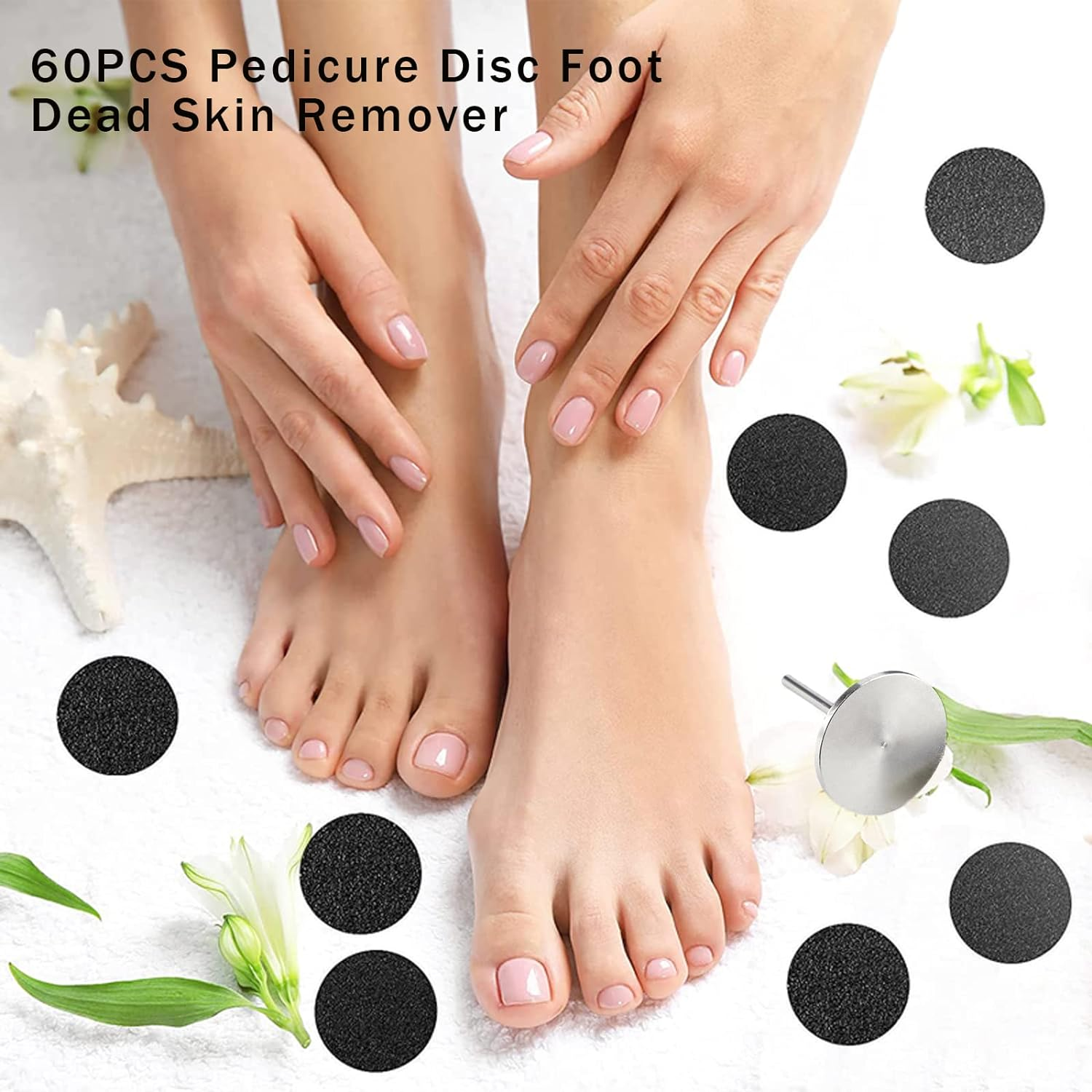 60Pcs Replacement Sandpaper Disk with Metal Nail Drill Bit,25Mm Self-Adhesive Pedicure Sanding Paper Disc Pads for Manicure Pedicure,80/120/180# Grit image number 4