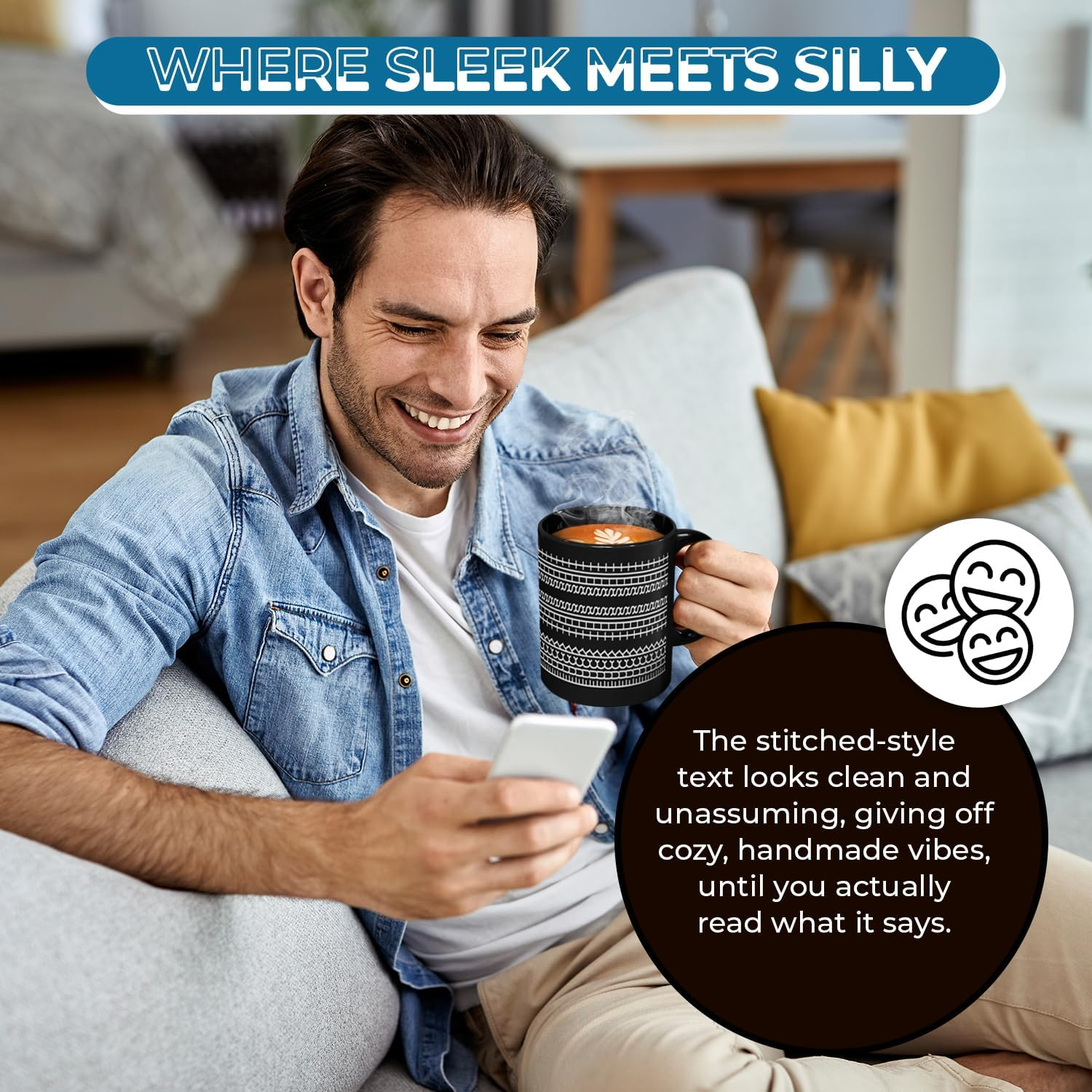 Funny Hidden Message Coffee Mug &ndash; Sarcastic Design in Pattern &ndash; Cheeky Novelty Office, Work, Coworkers, Friends &ndash; Ceramic Tea & Coffee Cup &ndash; Humour Mug for Adults with Attitude (Black) image number 6