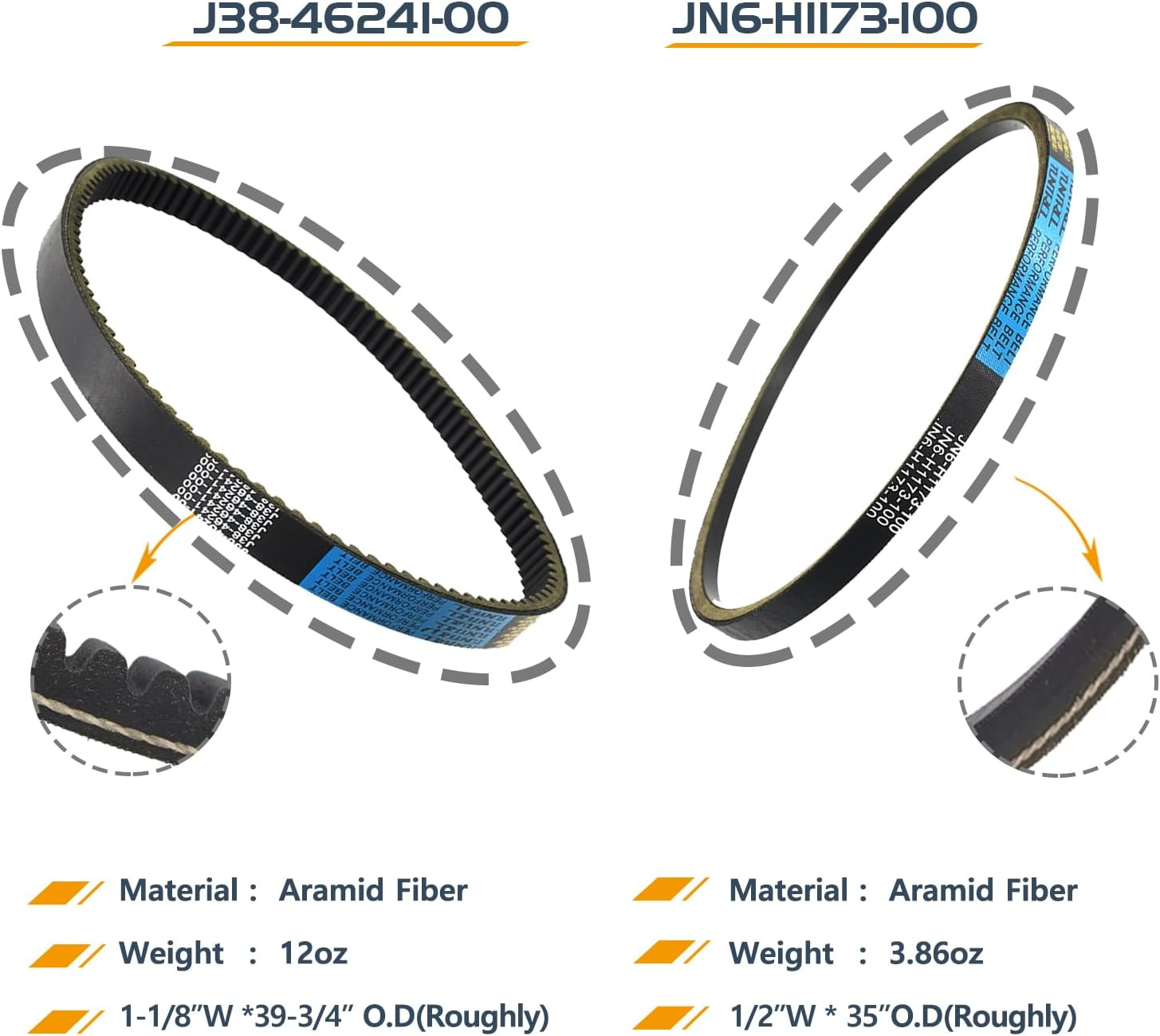 Bridiof FBT2 Driven Clutch Assembly with Belts for YAMAHA GAS Golf Cart G29 YDRA Drive 2007-Up and Drive2 2017-Up, Aluminum Rear Secondary Sheave, JW8-G6202-26-00 image number 6