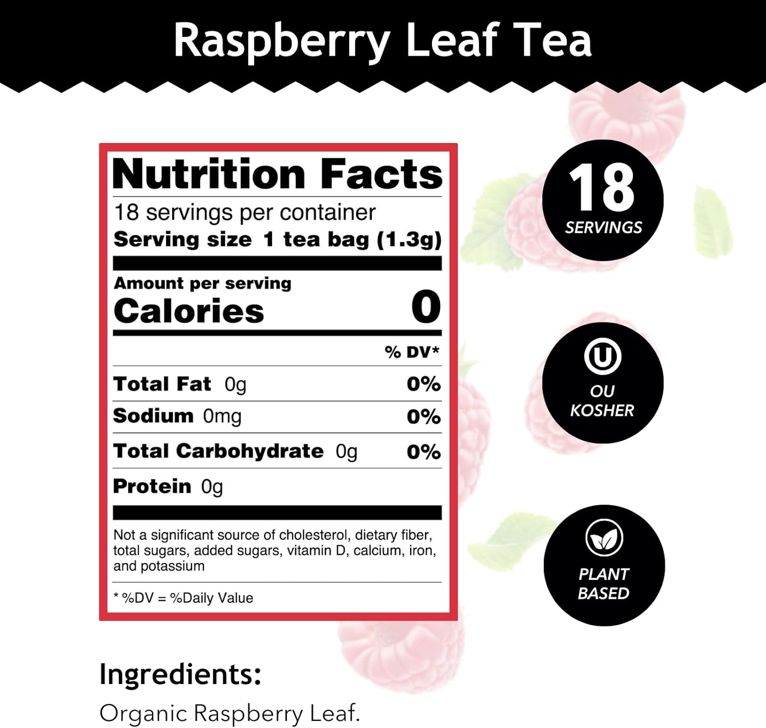 Buddha Teas Organic Raspberry Leaf Tea 18 Teabags image number 3