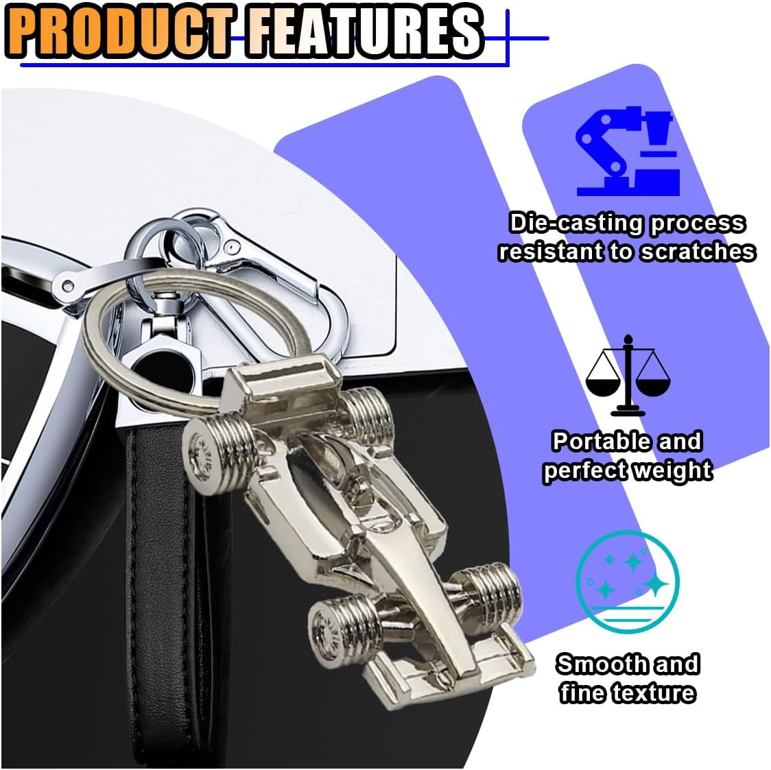 KITUREK 3D F1 Race Car Keychain, Zinc Heavy Duty Racing Model Keychain, Car Key Ring Present for Father Husband Boyfriends