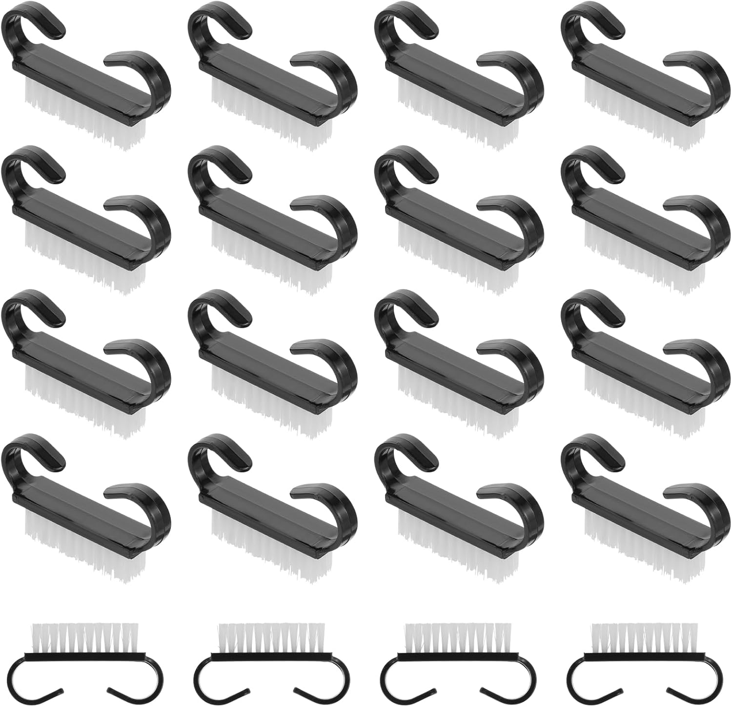 20 PCS Nail Brush for Cleaning Fingernails, Nylon Nail Cleaning Brush, Small Nail Scrubber Brush, Handle Grip Nail Brush Fingernail Brush Cleaner Tools for Toes and Nails, Black