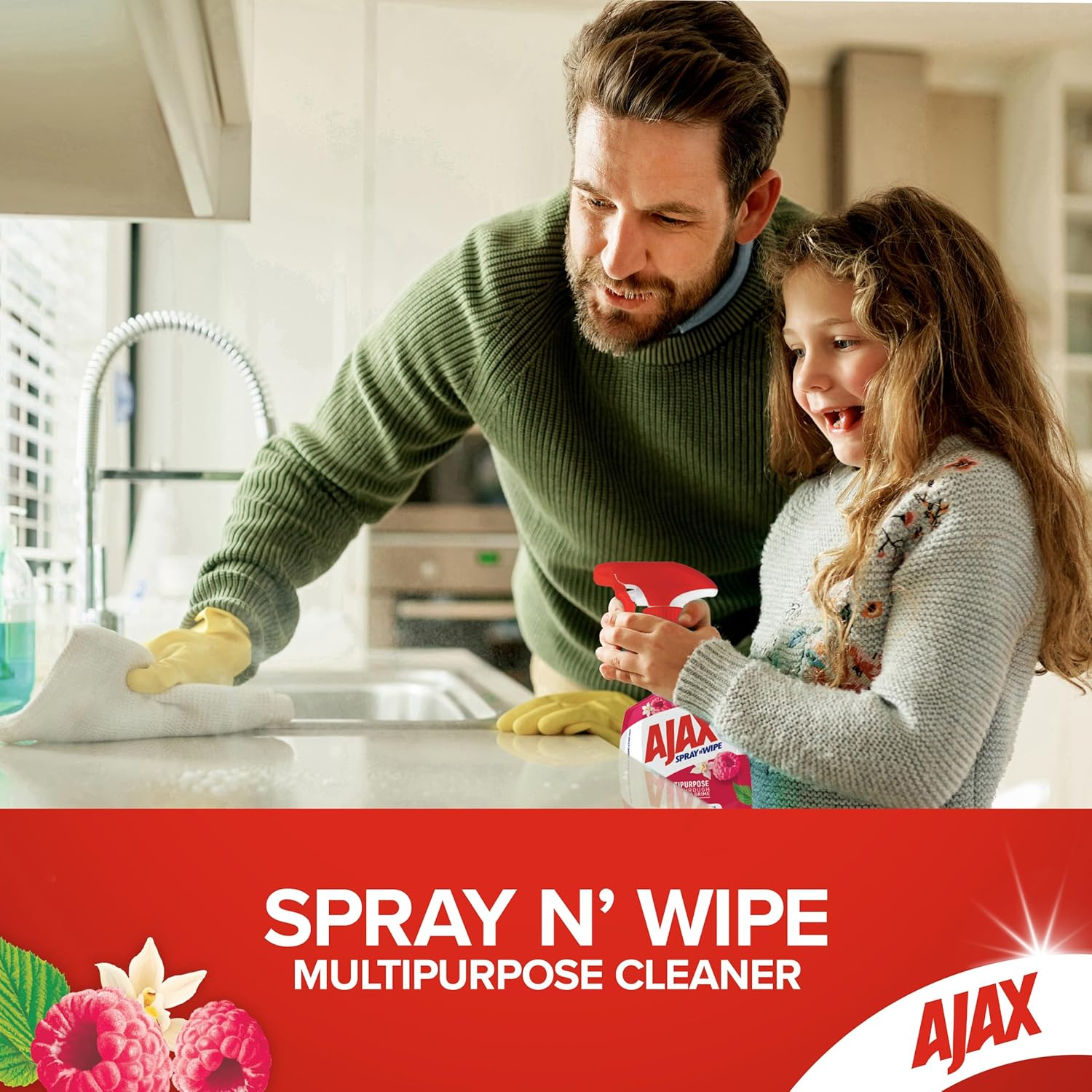 Ajax Spray N' Wipe Multi-Purpose Cleaner Trigger, 475Ml, Vanilla and Berries Surface Spray, Household Grade image number 6