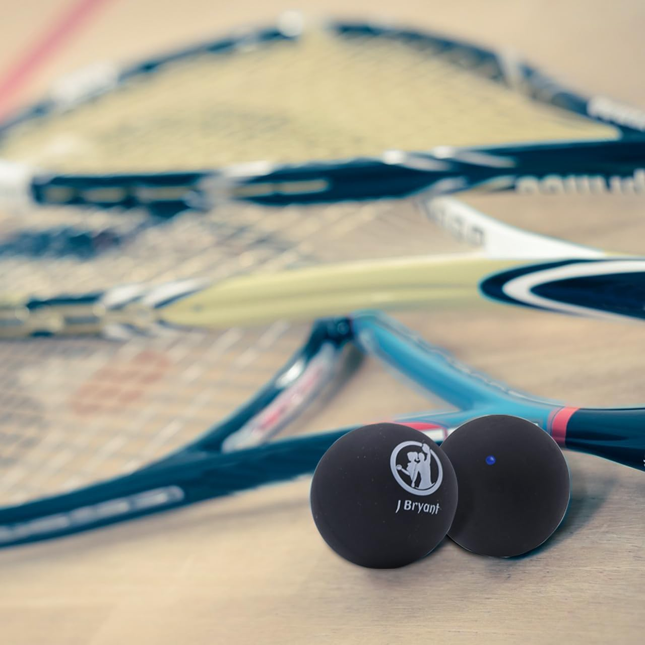 J Bryant Squash Balls 4 Pack, Single Blue Dot Rubber Squash Ball for Beginners and Kids Competition Training image number 1