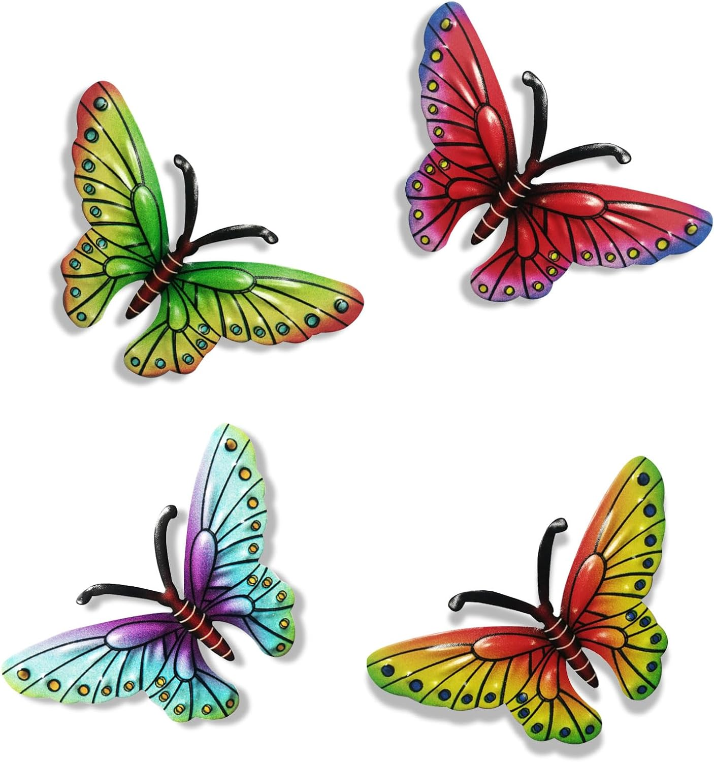 Chihutown 4 Pieces Metal Butterfly Wall Decor, Garden Hanging Decoration, Wall Art for Indoor or Outdoor, Patio and Yard Decorations