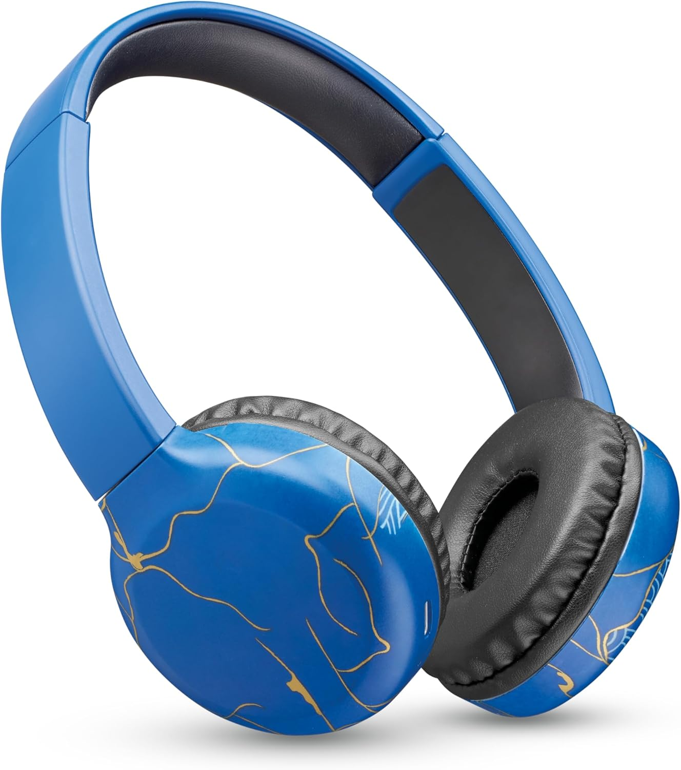 Music Sound - Bluetooth Headphones with Soft-Touch On-Ear Headphones - Adjustable Ear Hooks - Adaptability and Comfort - Play Time 22 Hours - Blue image number 1