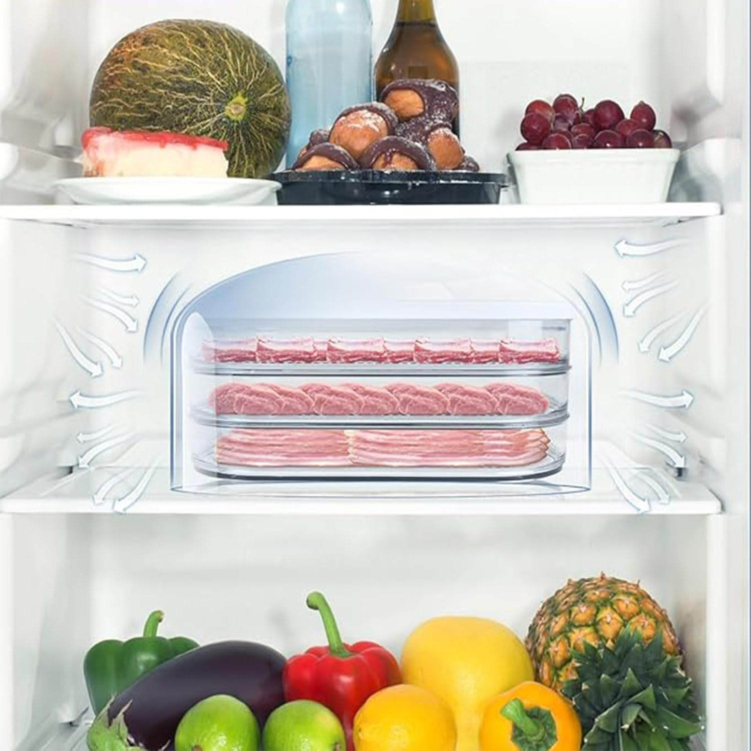 Roczential Deli Meat Container for Fridge, Bacon Lunch Meat Container for Refrigerator, Meal Prep Containers, Stackable Food Storage Boxes for Cold Cuts, Salami, Deli, Lunch Meat, BPA Free, 18.6Oz image number 5