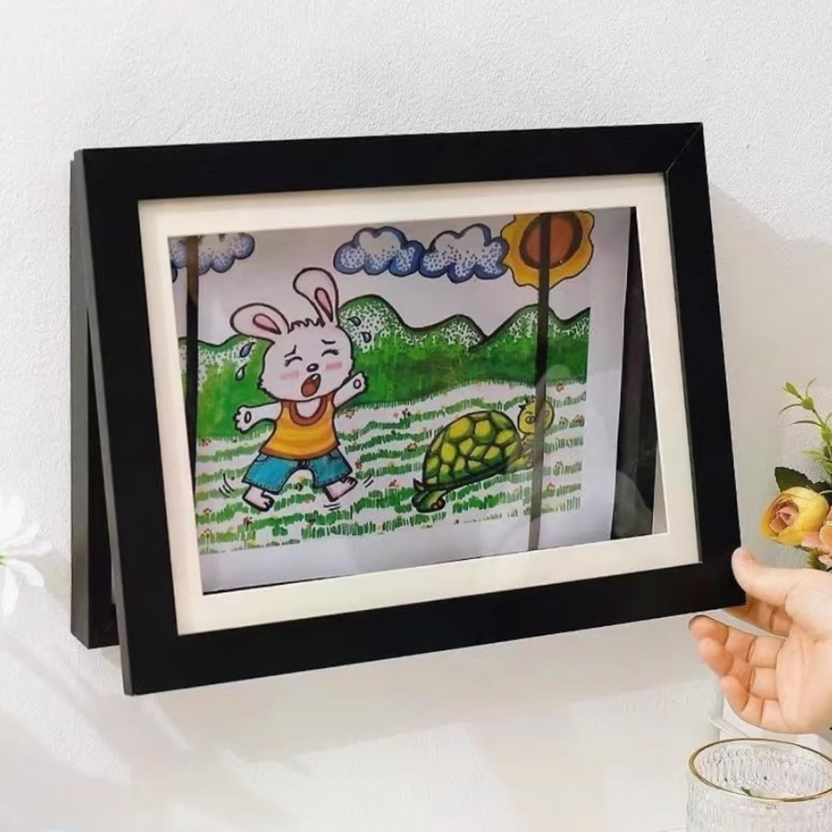 AIMALL A4 Kids Art Display Flip Photo Frames &ndash; 2-Pack Magnetic Front-Opening Picture Frames for Children&rsquo;S Artwork, MDF Composite Pine Wall Mount Frames, Black 11.7X8.3In image number 1