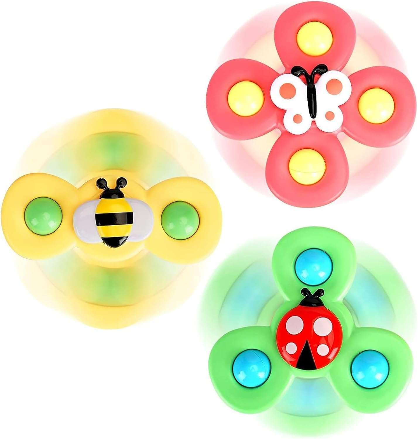 Tailtango Strong Suction Cup Spinner Toys, Baby Fidget Spinner Toy Sensory Bath Toys for Toddlers 1-3, Early Education Toy for Airplane Car Table Window Birthday Gift image number 4