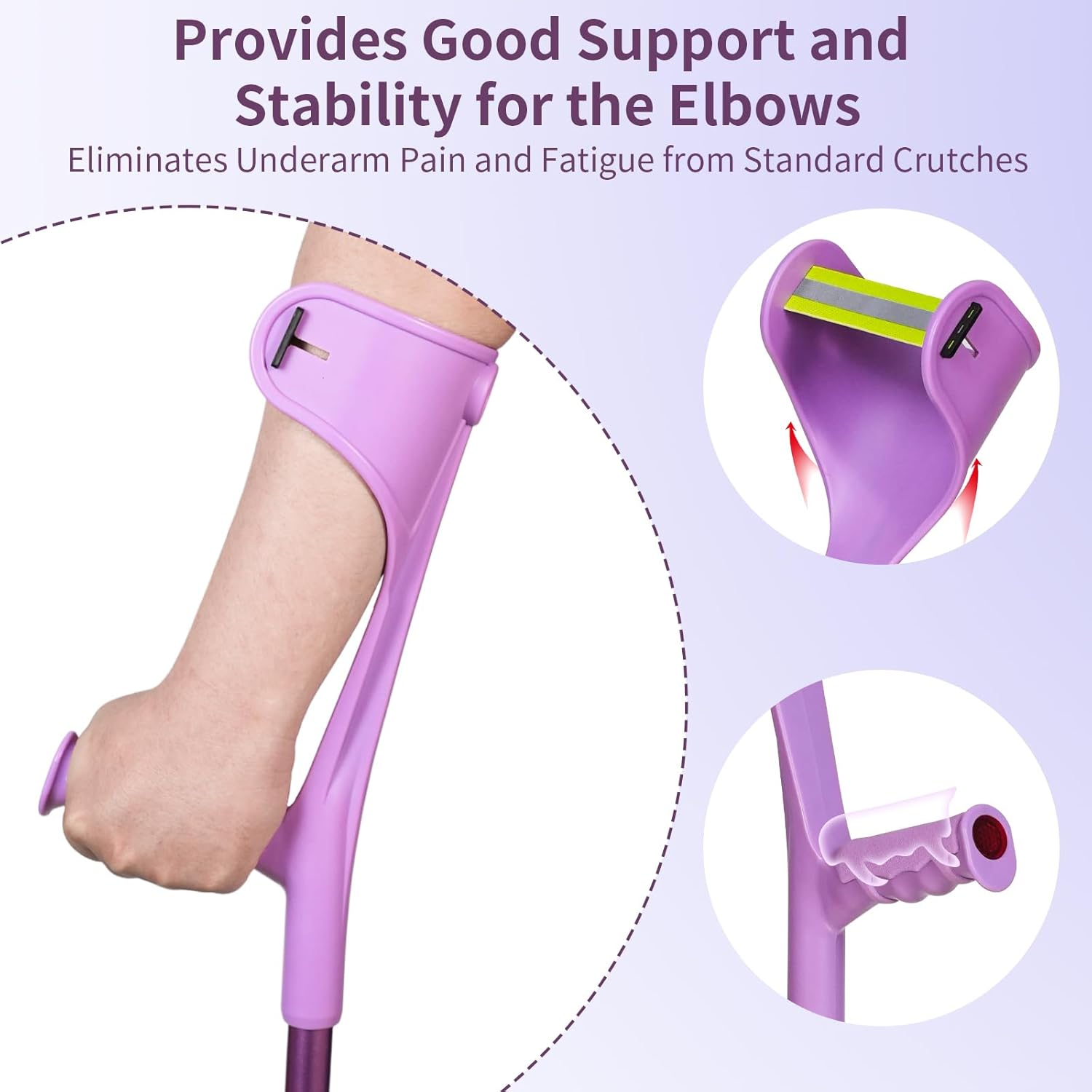 1 Pc Forearm Crutches for Adults,Folding Walking Cane,10-Level Height Adjustment,Lightweight Aluminum Walking Aid,Rubber Grip, Slip-Resistant and Wear-Resistant,1-Pack Purple. image number 1