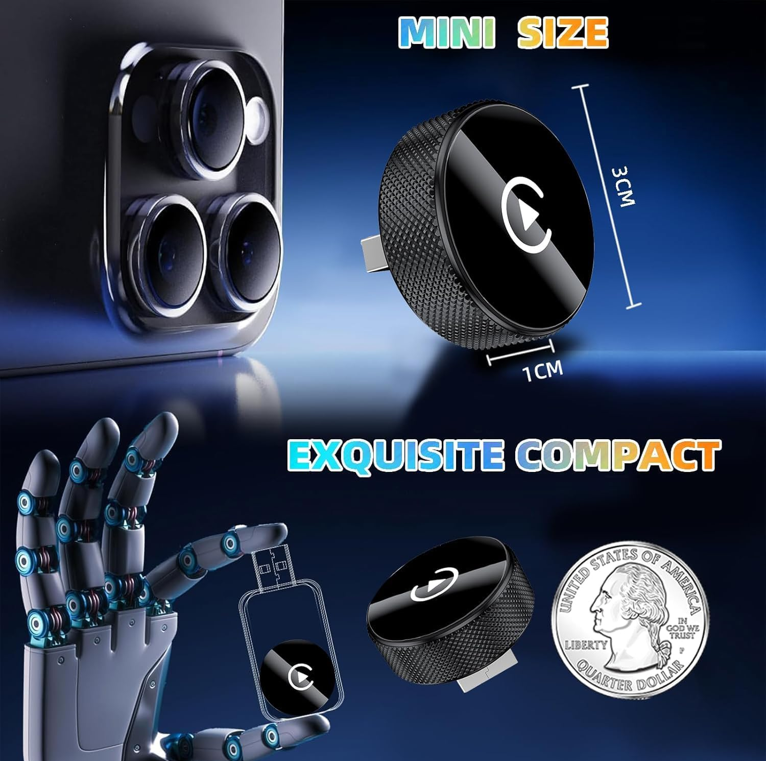 Wireless Adapter Converts Wired to Wireless for Carplay and Android - 2-In-1, Compact Size, Fast and Stable Connection, Plug & Play, USB to Usb-C/Type-C, Stable Control with No Latency image number 6