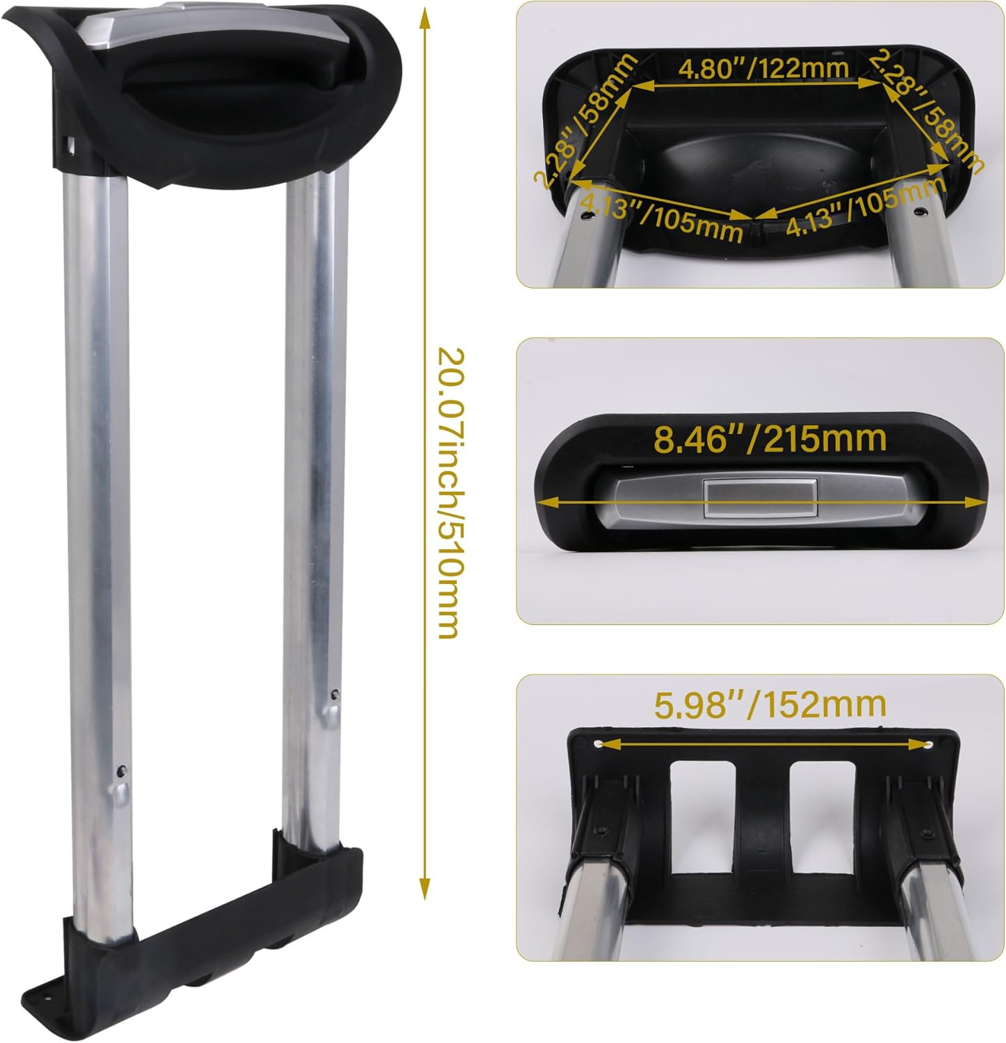 RDEXP 20 Inch G002 Telescopic Pull Out Suitcase Handle Luggage Telescopic Suitcase Pull Rod Accessories image number 6