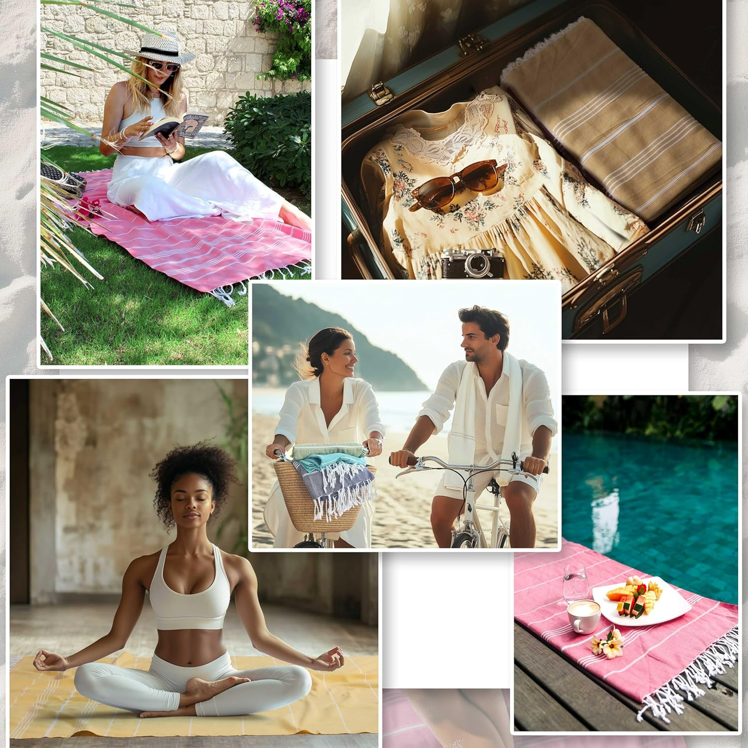 CACALA Pure Series Turkish Bath Towels &ndash; Traditional Peshtemal Design for Bathrooms, Beach, Sauna &ndash; 100% Natural Cotton, Ultra-Soft, Fast-Drying, Absorbent &ndash; Warm, Rich Colors with Stripes image number 7