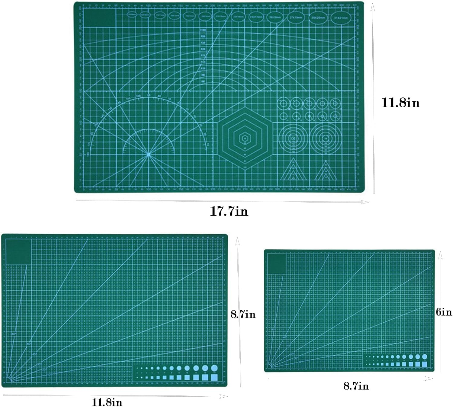 3Pcs Cutting Mat,Self Healing Cutting Mat A3 A4 A5,Double Sided Cutting Mats for Crafts,Craft Mats Fabric Leather Cutting Quilting Modeling Hobby Project