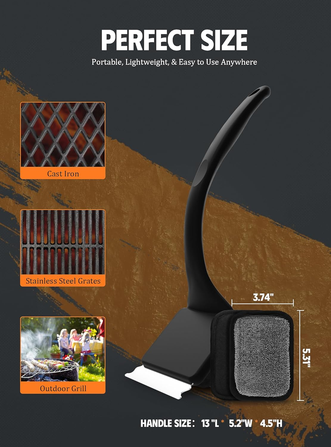 MEKER Grill Brush Bristle Free, Grill Cleaner Brush with 5 BBQ Replacement Head for Cast Iron, Stainless Steel Grates, Safe Grill Scraper Outdoor BBQ Grill, Black image number 5