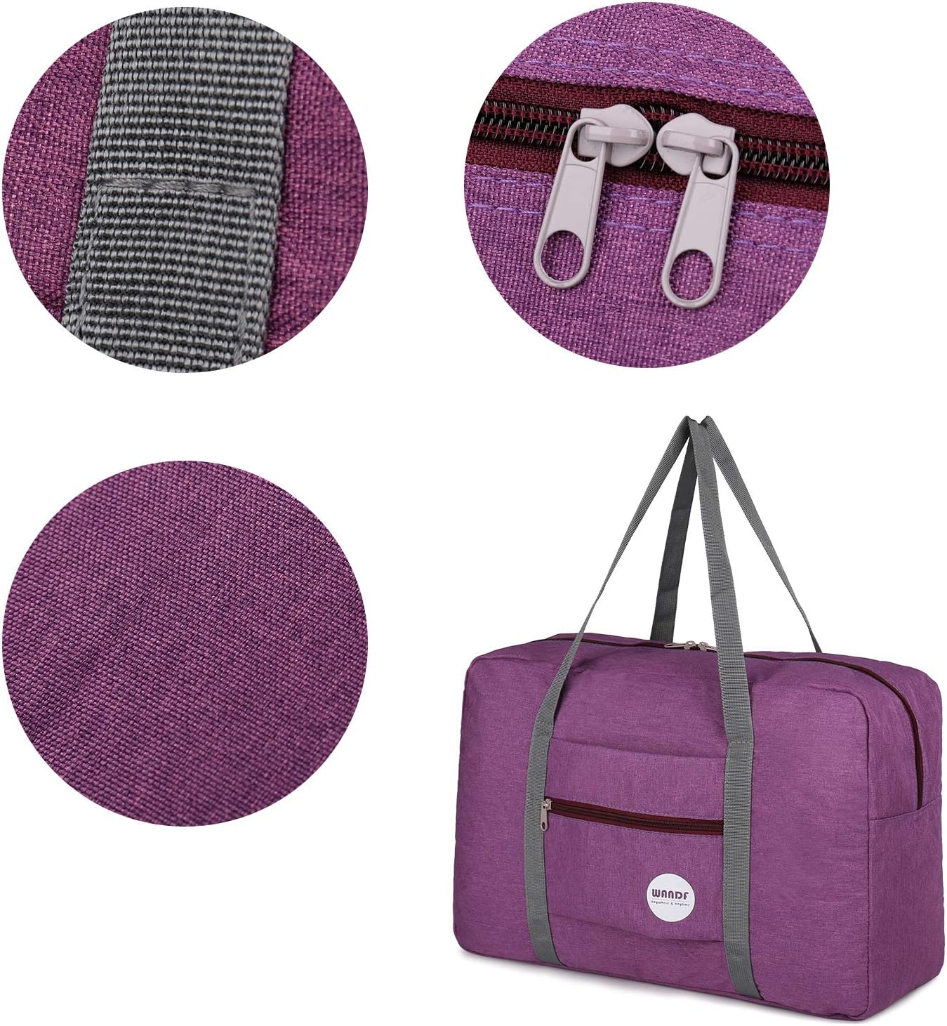 For Spirit Airlines Personal Item Bag 18X14X8 Travel Duffel Bag Underseat Foldable Carry-On Luggage for Women (B- Denim Purple) image number 3