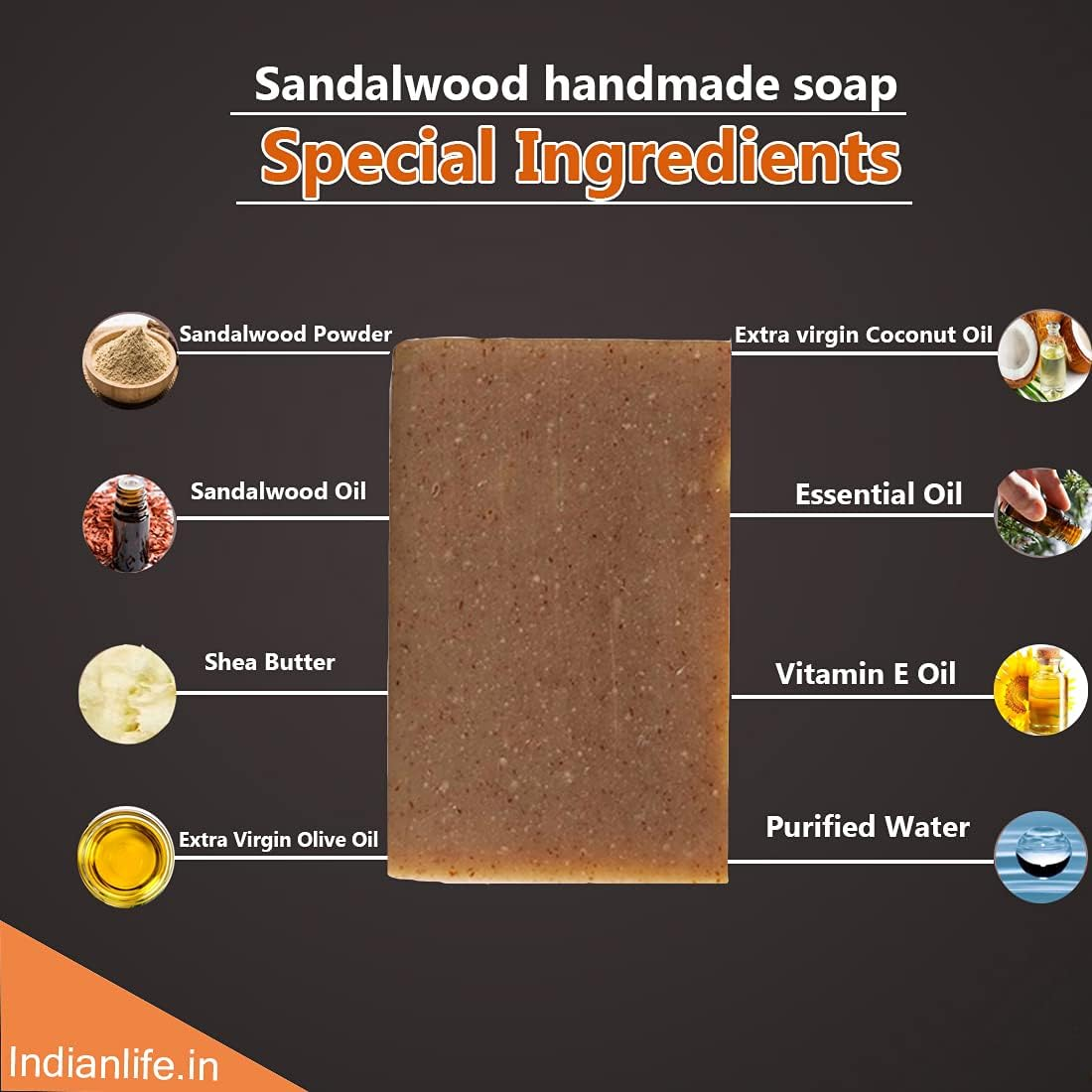 Indianlife Sandalwood|Kumkumadi| Authentic Handmade Soap Preparation for Wedding Ceremony| Pigmentation Removal|Acne Removal|Tan Remover|Skin Brightening| Paraben Free|(Pack of 2)