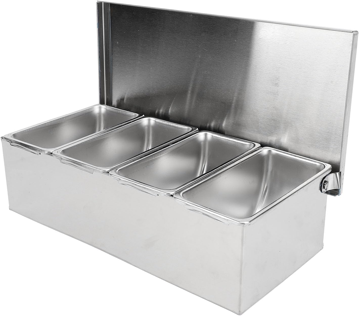 Jiawu Modern Stainless Steel Seasoning Box with Flip Lid, 5 Compartment Trays, Condiment Dispenser Set, Storage Box for Spice, Snacks, Flour, Salt, Sugar, Approx. 31.5 X 15 X 9Cm / 12.4 X 5.9 X 3.5In image number 3