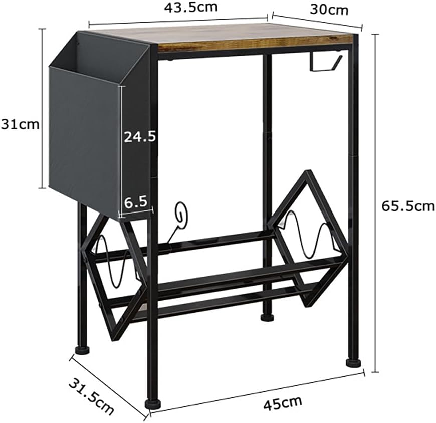 Record Player Stand, Double Layer Record Rack, Iron Storage Side Table, Turntable Stand for Albums 70-90 Lps Black 43.5 X 33.5 X 65.5 CM