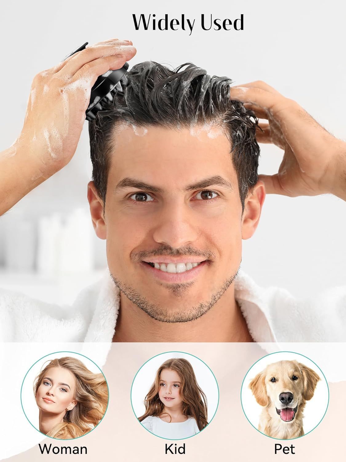 HEETA 2 Pack Hair Scalp Massager Shampoo Brush for Hair Growth, Hair Scalp Scrubber with Soft Silicone, Wet and Dry Hair Detangler (Whole Black & Whole Black) image number 1