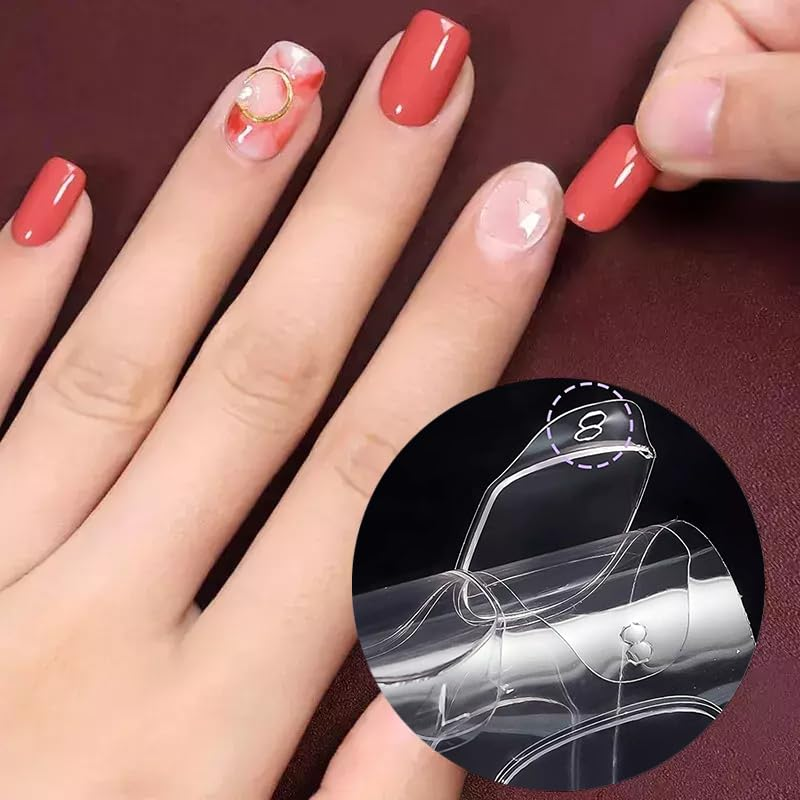 Nails Stickers, 15 Sheets Double Side Transparent Adhesive Tab, Waterproof Breathable False Nail Adhesive Tap for Beginners, Children, Women, Girls (15 Sizes) image number 3