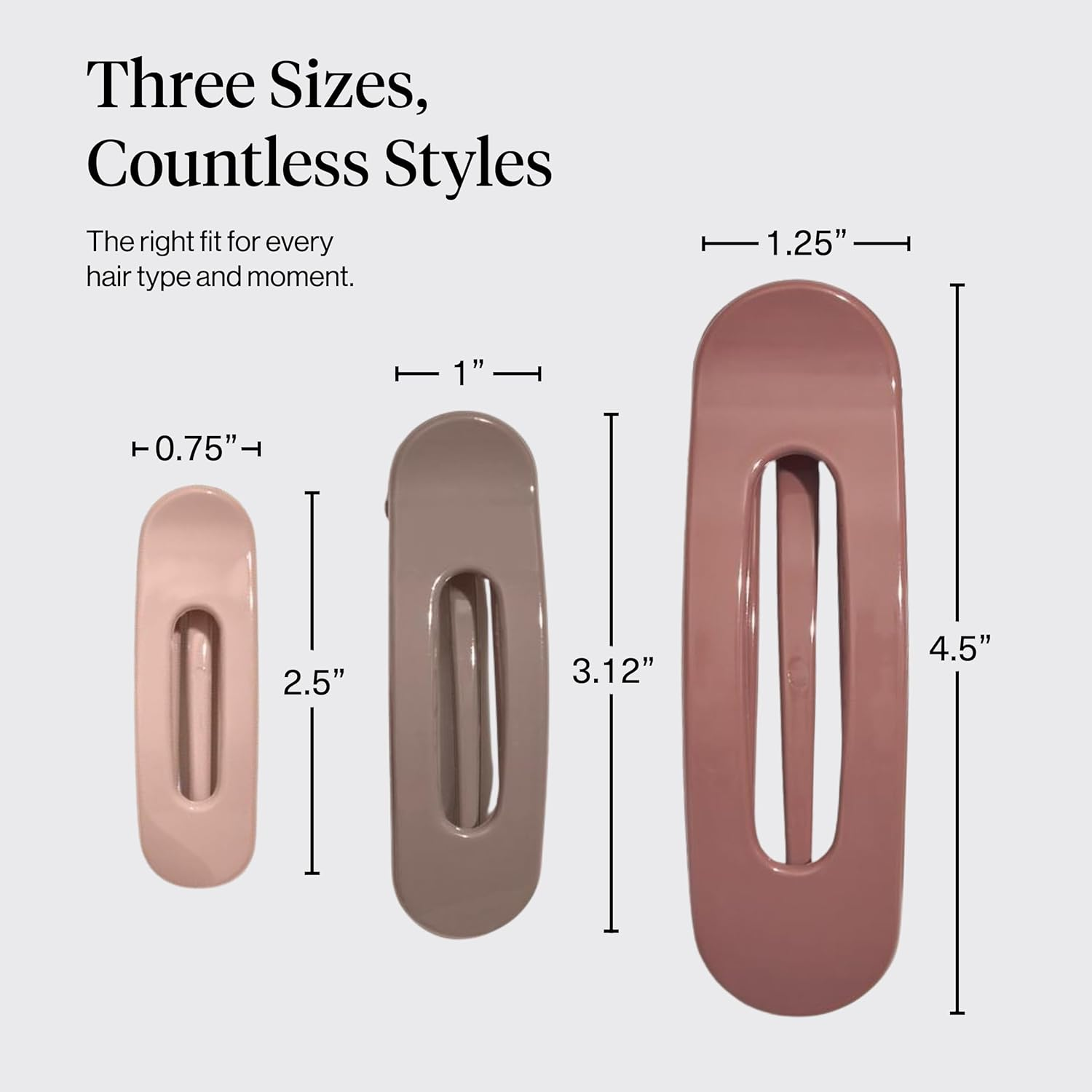 Kitsch 3Pc (Terracotta) Flat Hair Clips for Women, Recycled Lay Flat Claw Clips for Thick Hair, Flat Hair Claw Clips,Flat Claw Clips for Thin Hair, Flat Clips for Hair, Hair Accessories for Girls image number 3