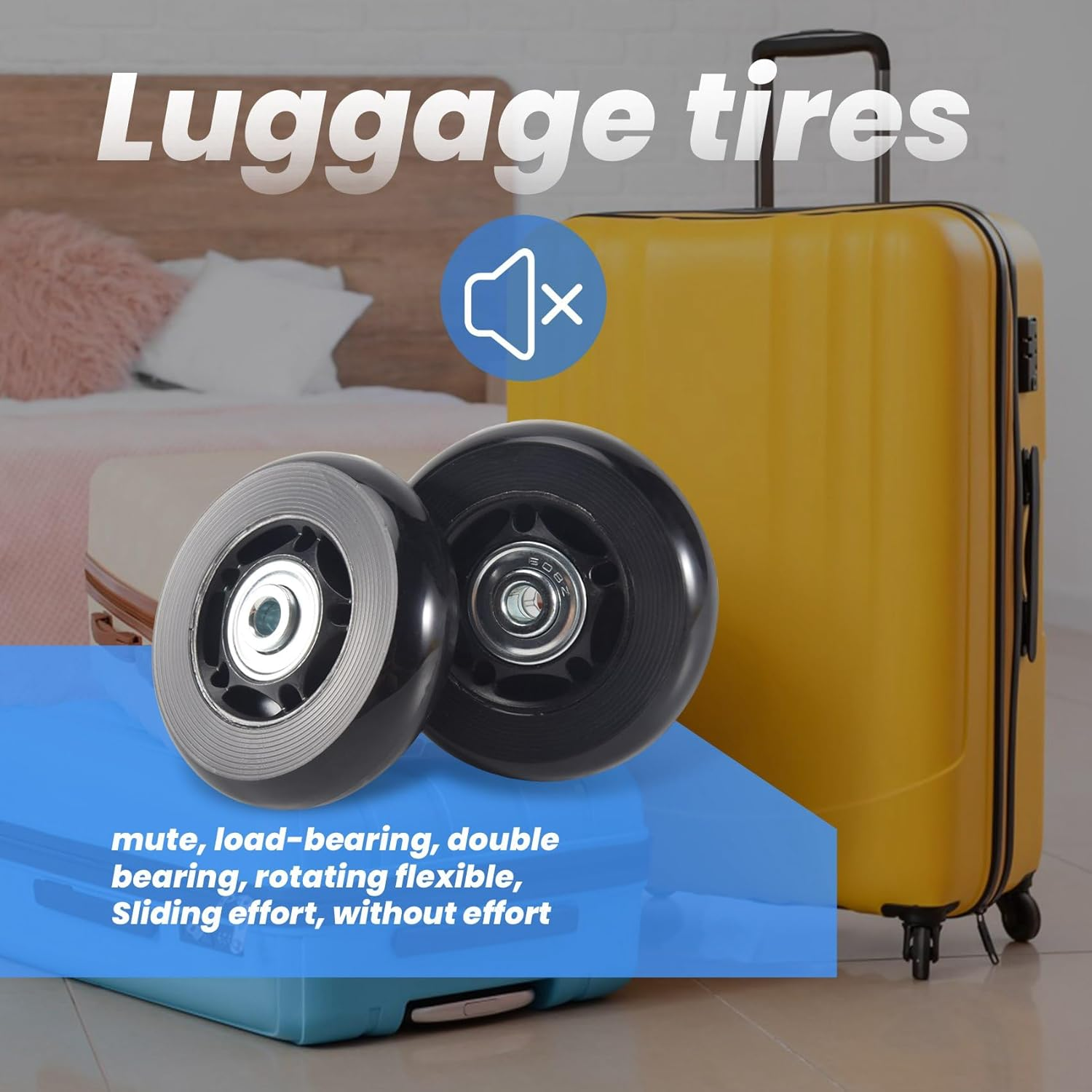 Tuperoymse 2 Set Luggage Suitcase Replacement Wheels Axles Rubber Deluxe Repair OD 64Mm New image number 3