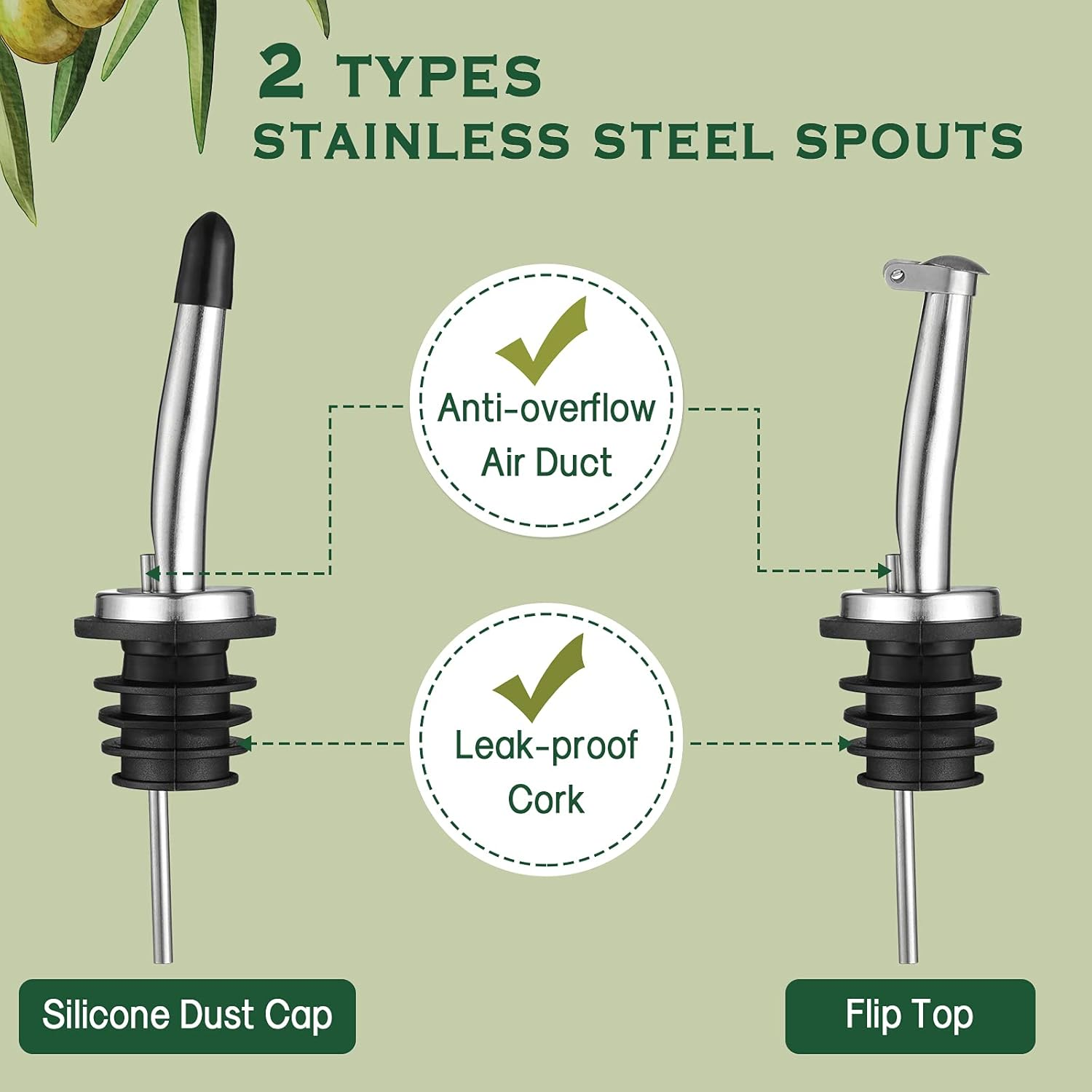 AOZITA 17Oz Glass Olive Oil Dispenser Bottle - 500Ml Clear -Oil & Vinegar Cruet with Pourers and Funnel - Olive Oil Carafe Decanter for Kitchen - Clear With Measurements image number 4