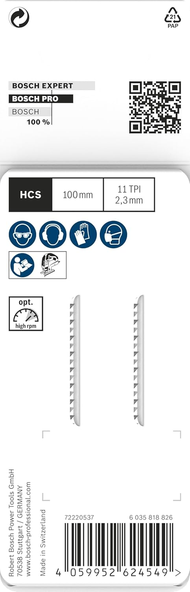 Bosch 2 X PRO Plastics PVC Clean T102H Jigsaw Blade (For Plastic, Plastic, Length 100 Mm, Professional Accessories Jigsaw)