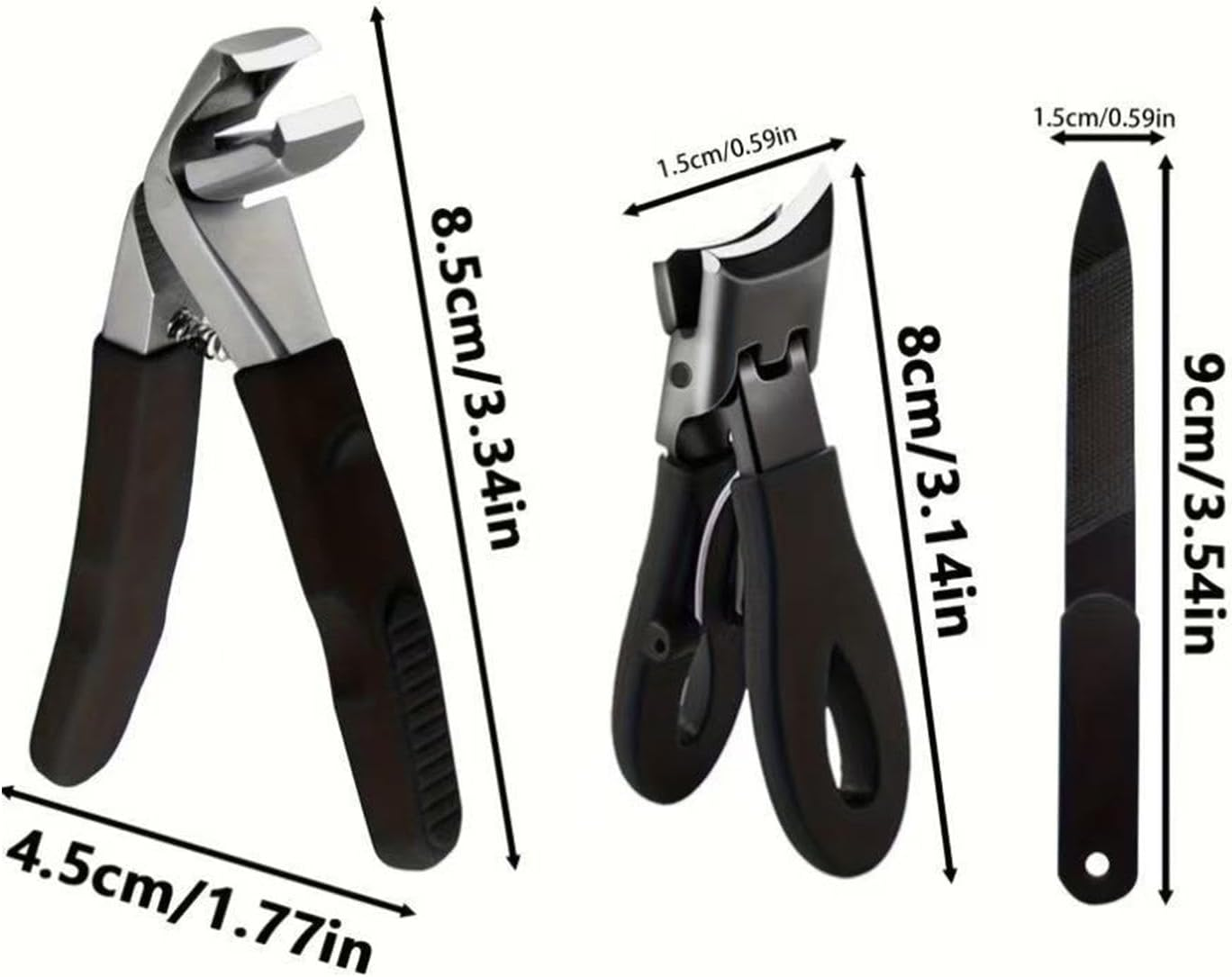 Nail Cutters Set - Wide Opening Nail Cutter with Nail File,3X Heavy Duty Pointed Nail Cutters, Stainless Steel Nail Tools for Men, Women image number 6