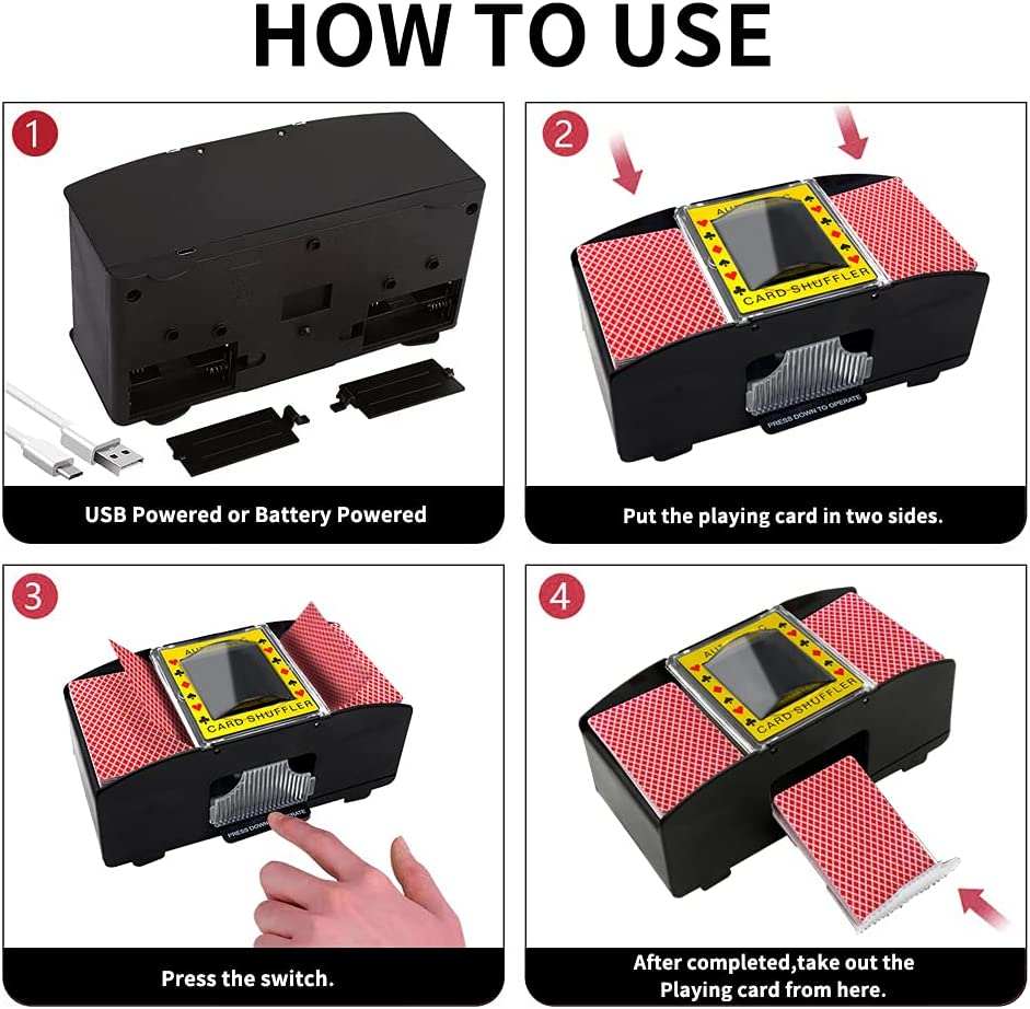Ni-Shen Automatic Card Shuffler Usb/Battery Operated Electric Shuffler for Family Party Poker/Blackjack/Uno image number 2