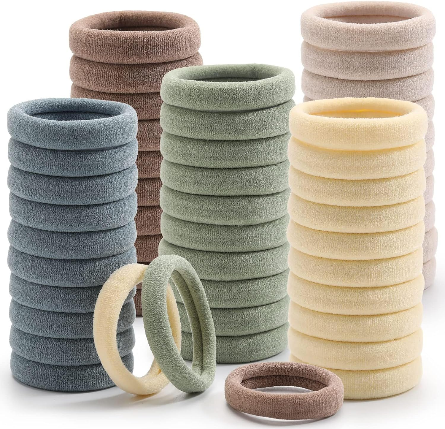 100 Pcs Black Hair Ties for Thick and Curly Hair Ponytail Holders Hair Elastic Band for Women or Men Soft Ponytail Holders Hair Bobbles for Girls Women (Color Mixing-C)