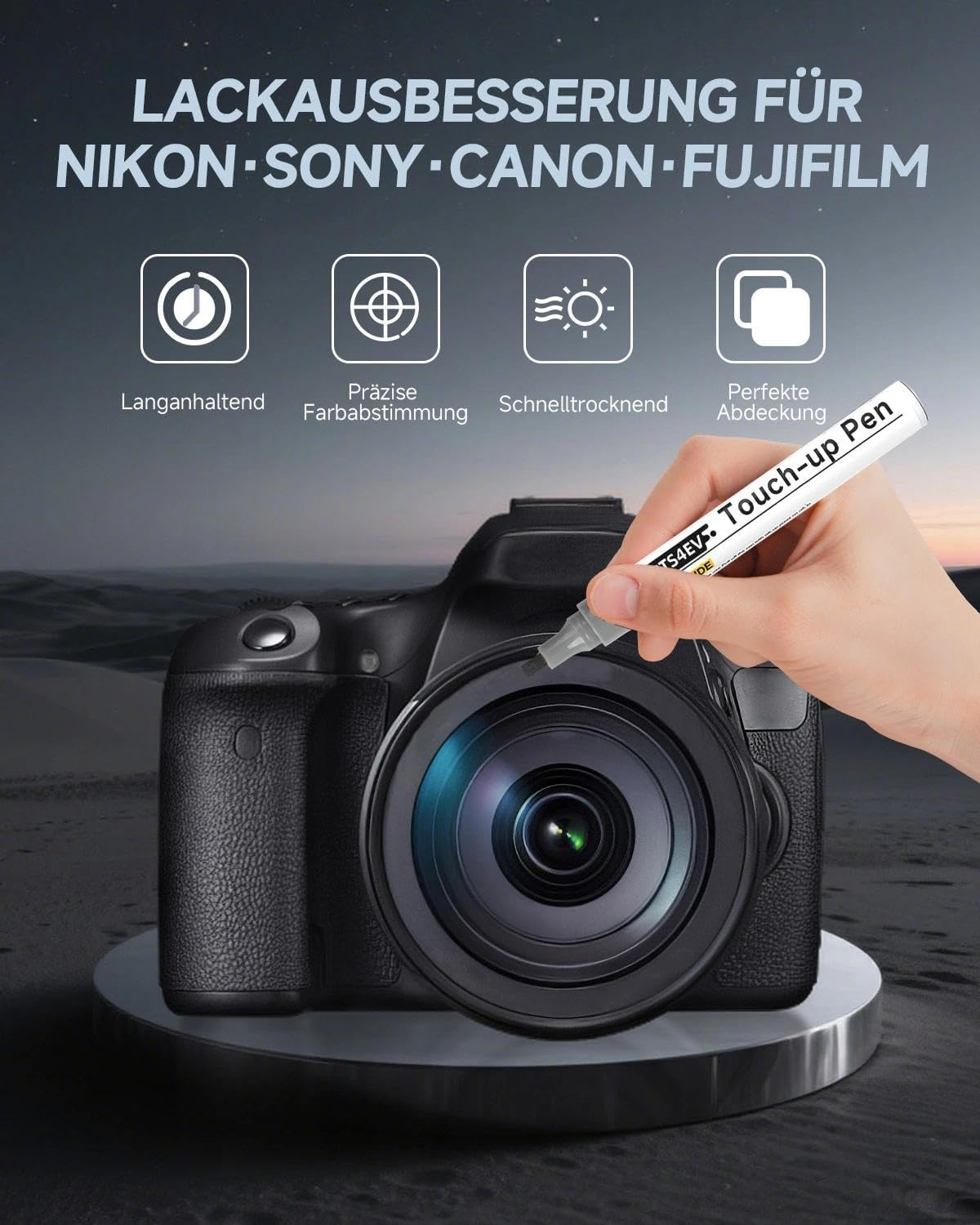 Semi-Matte Black Paint Pen - Compatible with Metal Camera Bodies Repair Pen for Quick Repair of Case Scratches on SLR & System Cameras, Includes Replacement Tip image number 4