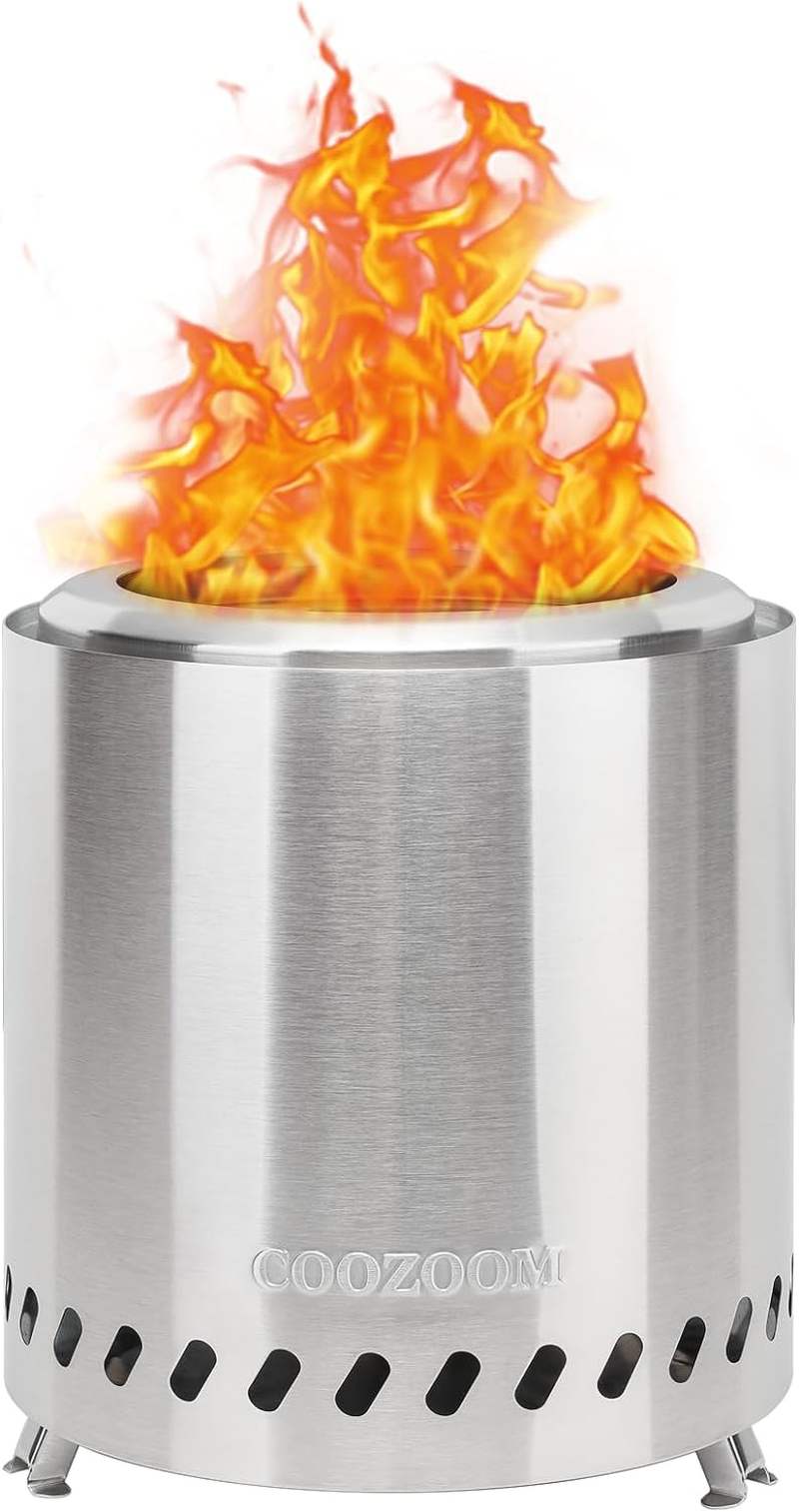 Portable Table Top Fire Pit: 5.5" Stainless Steel Mini Outdoor Stove with Stand, Low Smoke Burning Tabletop Firepit Fueled by Pellets or Wood, for Urban & Suburbs outside Camping Black image number 2