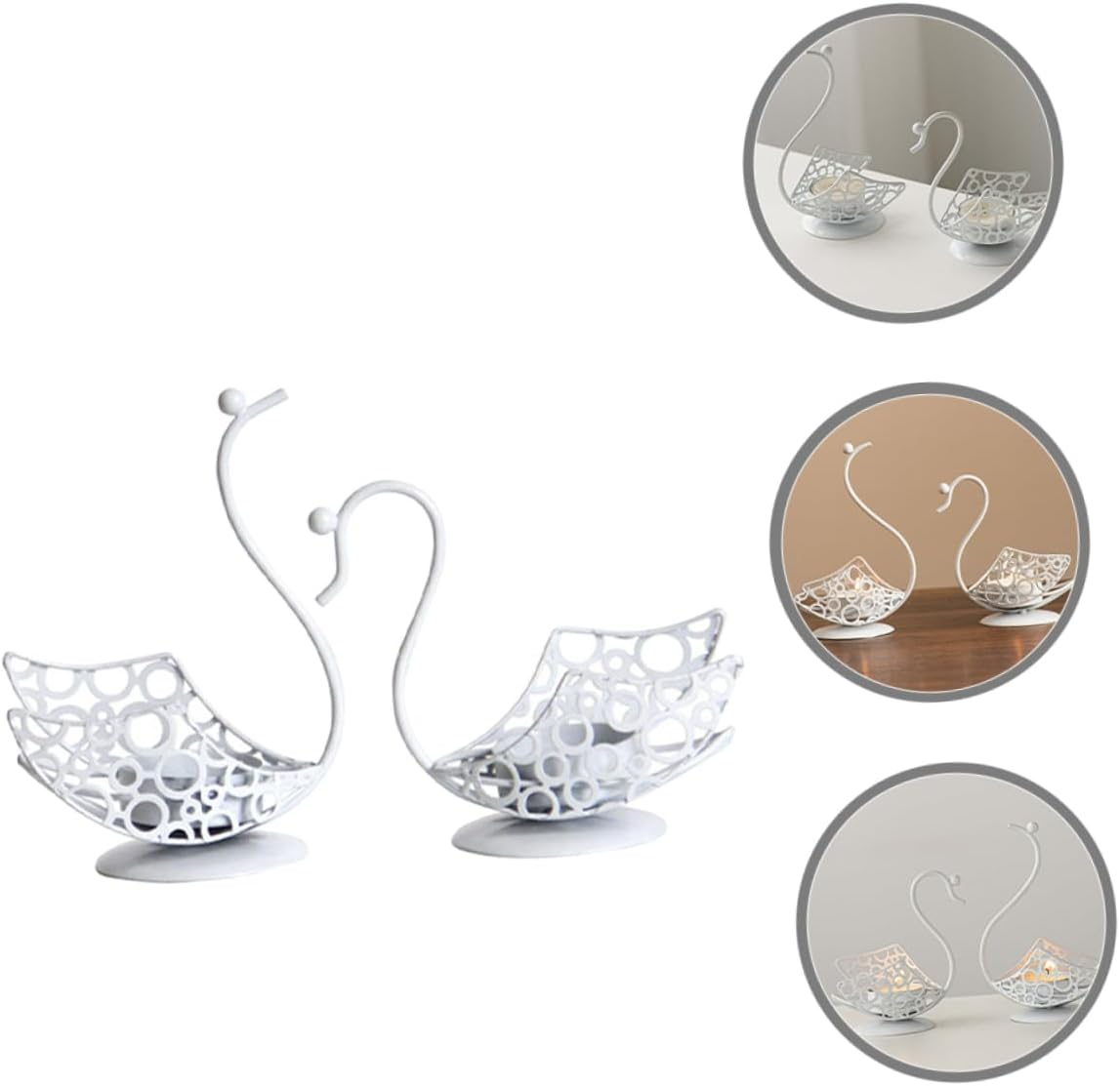 Yardenfun 2Pcs Elegant Swan Shape Candle Holders Sturdy Iron Decorative Candlestick Holders for Home Decor image number 5