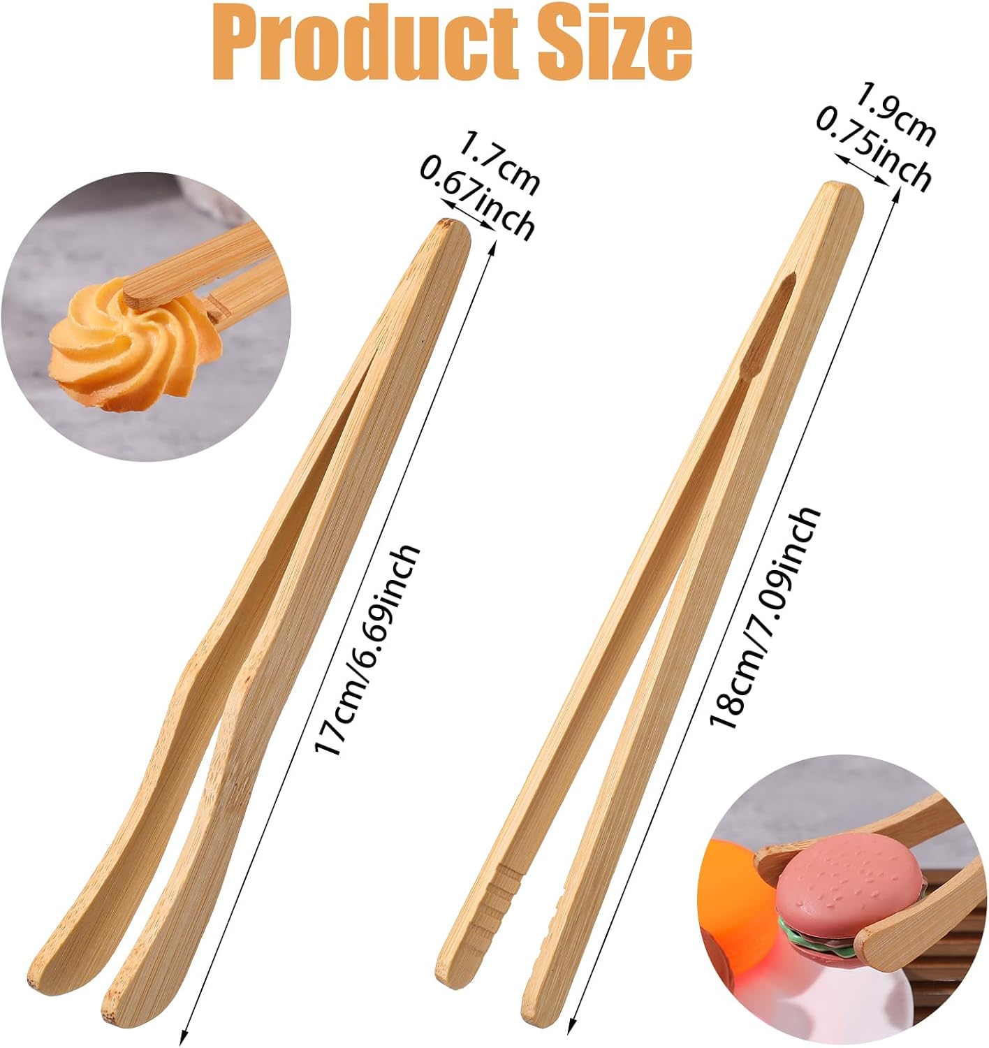 Toaster Tongs Set of 6 Wooden Toast Tongs Multipurpose Kitchen Tong Bamboo Cooking Utensils Reusable for Bread Pickles Salad Snack Cheese Pasta Fruits Muffin Bacon Accessories image number 6